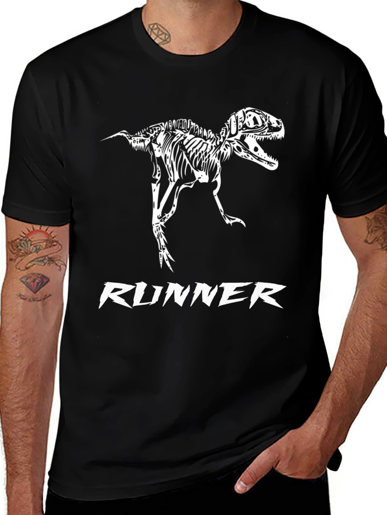 Variant 26 of Dino Runner Black T-Shirt - Unique Graphic Tee
