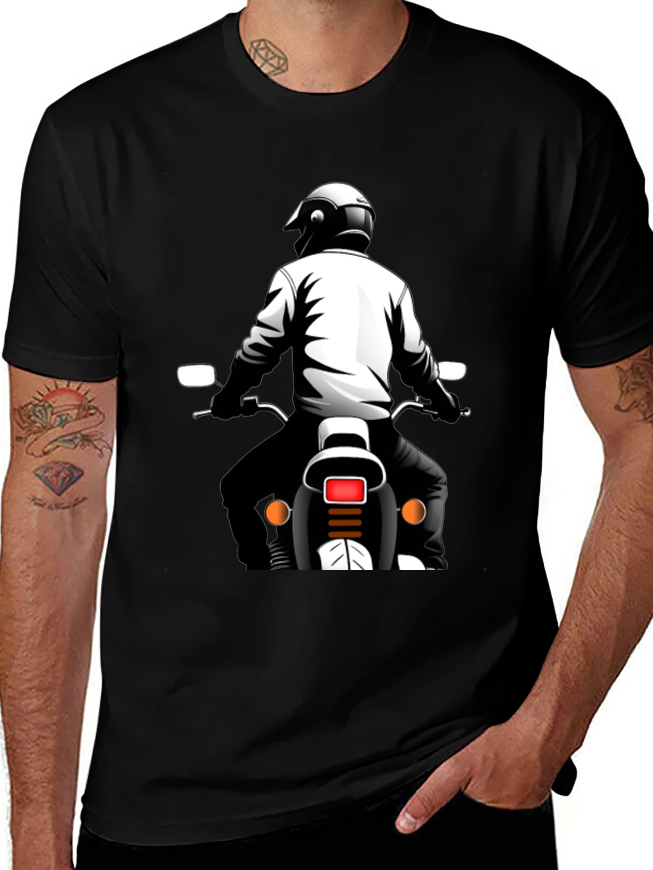 Variant 12 of Motorcycle Rider Graphic Tee - Black