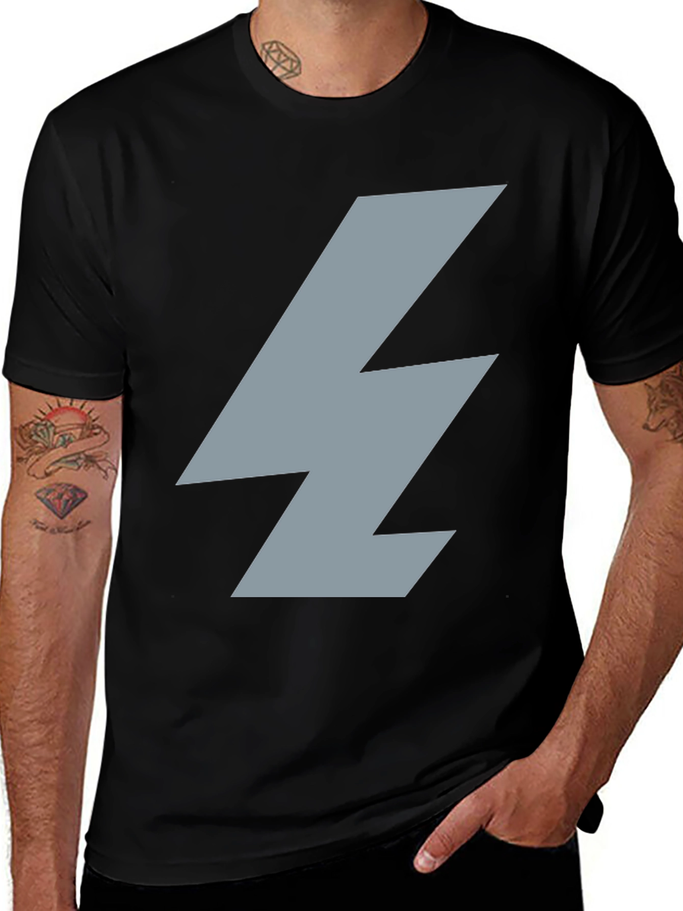 Variant 19 of Lightning Bolt Graphic Tee - Black Casual Shirt