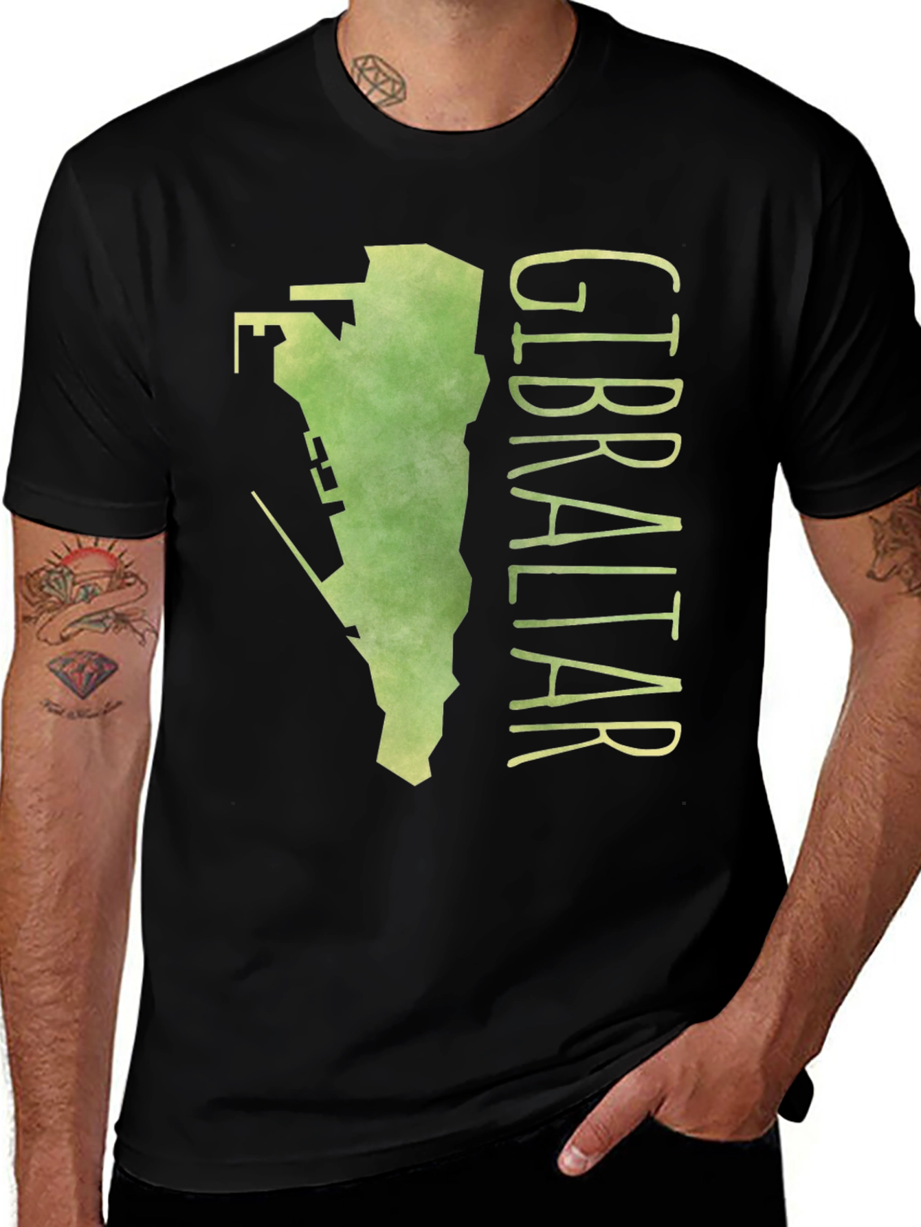 Gibraltar Map Graphic Tee - Men's Black T-Shirt