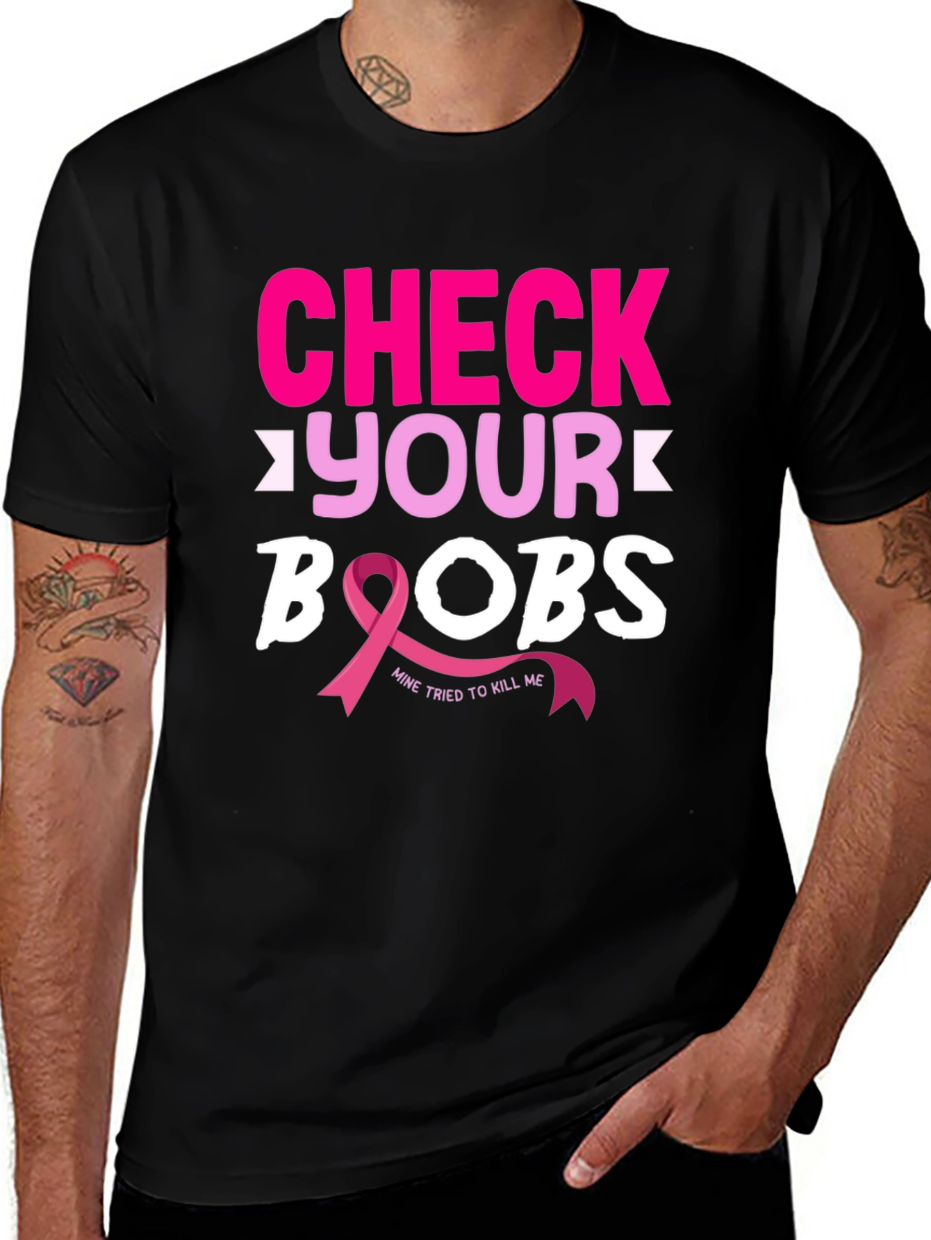 Variant 26 of Check Your Boobs Graphic T-Shirt
