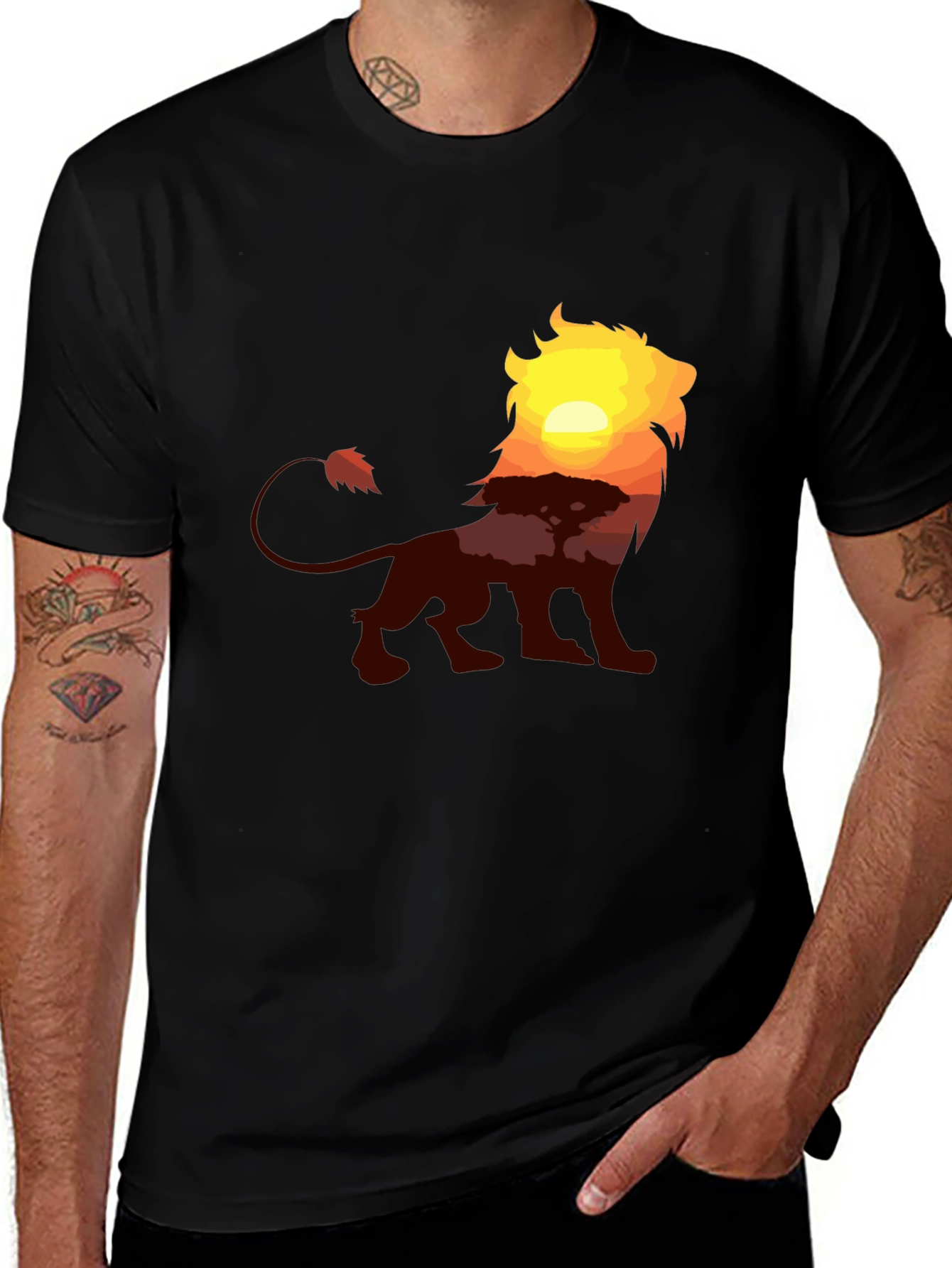 Variant 15 of Lion Sunset Graphic Tee - Classic Black T-Shirt