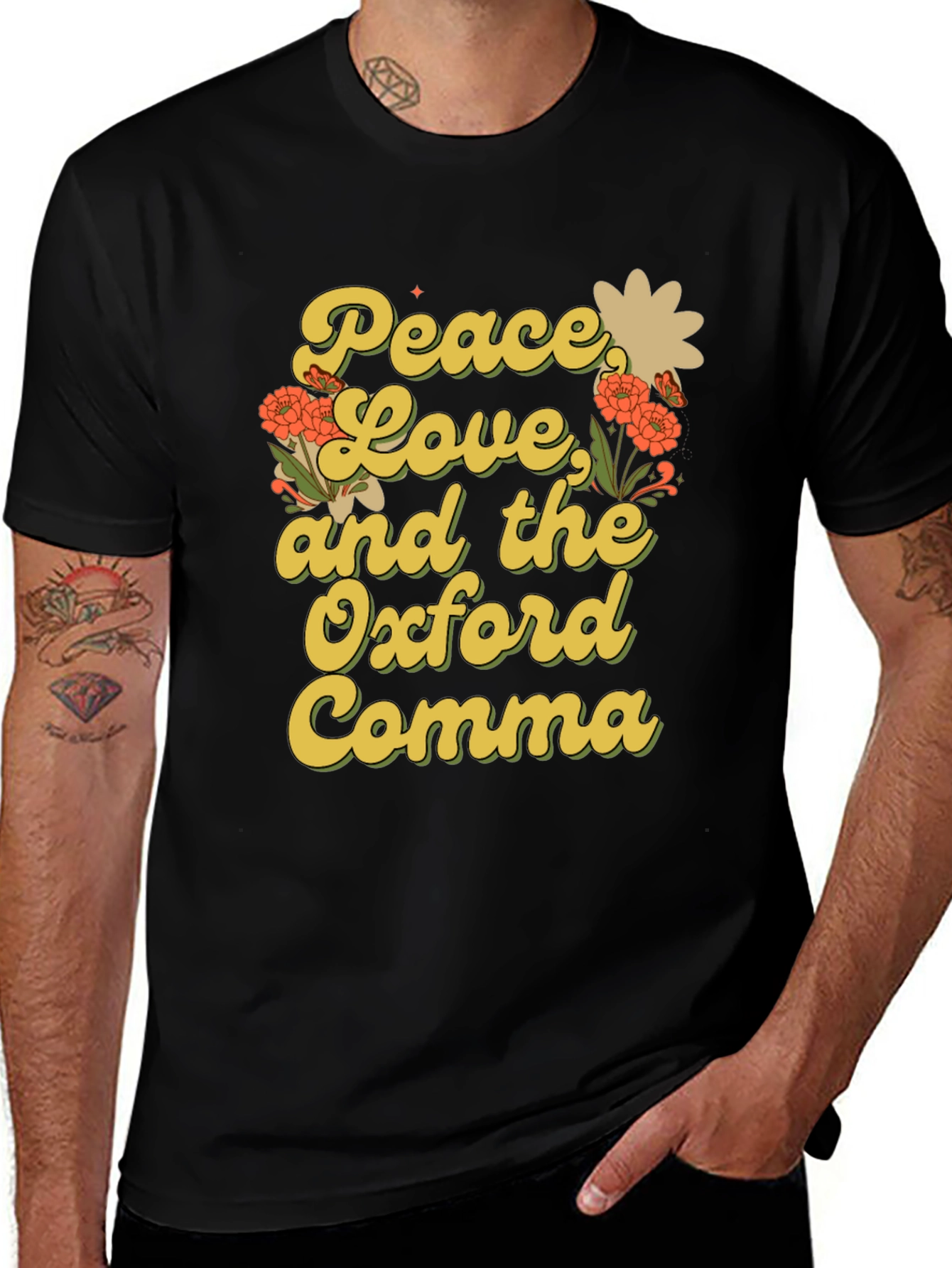 Variant 15 of Peace, Love, and Oxford Comma Black T-Shirt