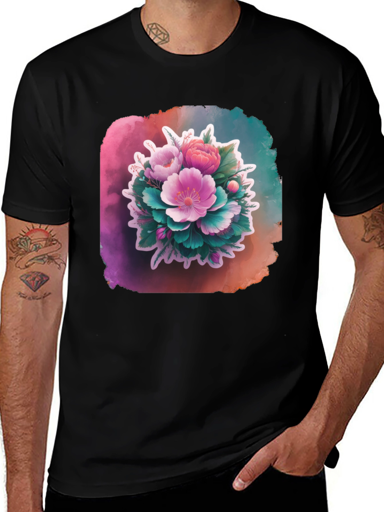 Variant 23 of Floral Bouquet Black T-Shirt