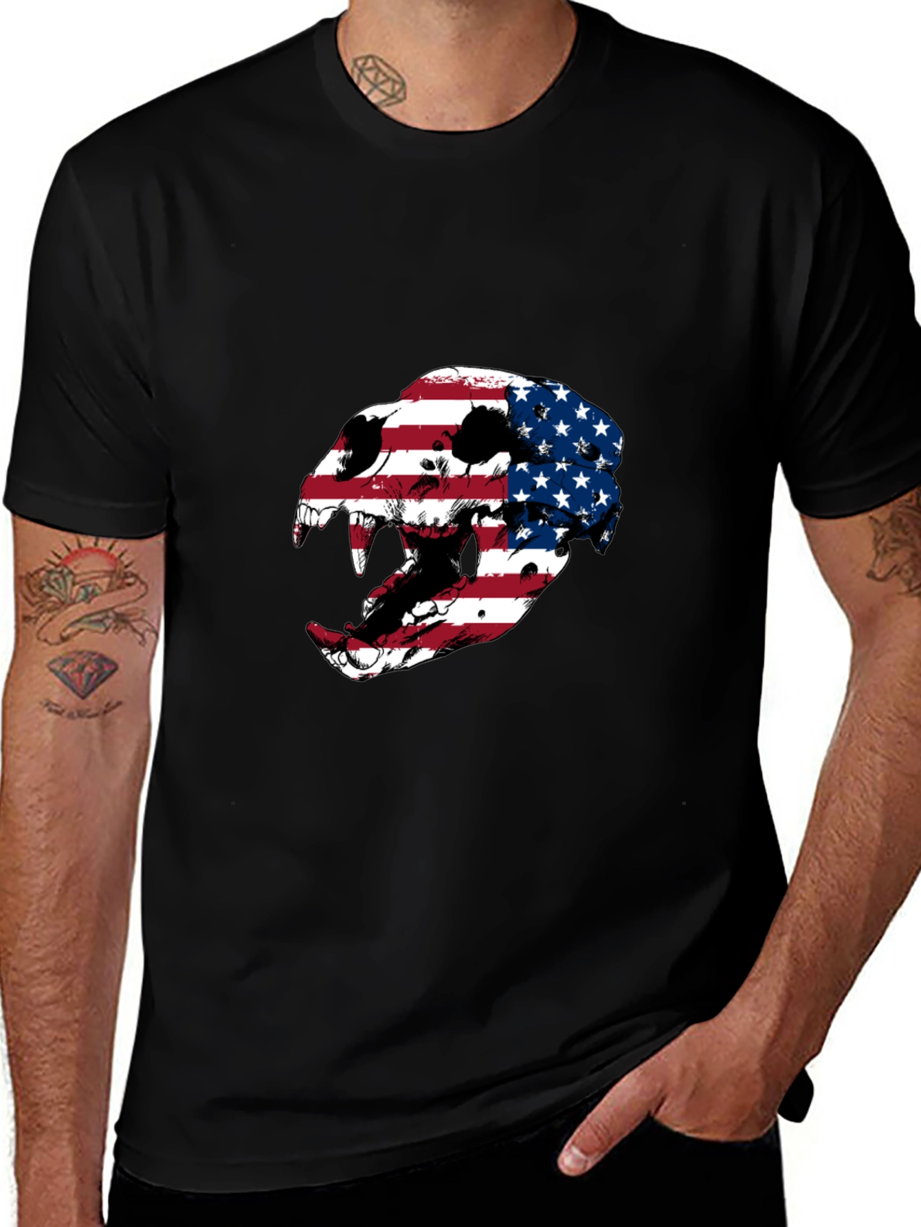 Variant 21 of American Flag Skull Graphic Tee - Patriotic Style