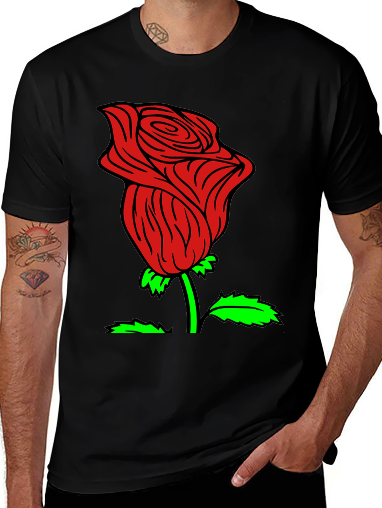 Rose Graphic Black T-Shirt