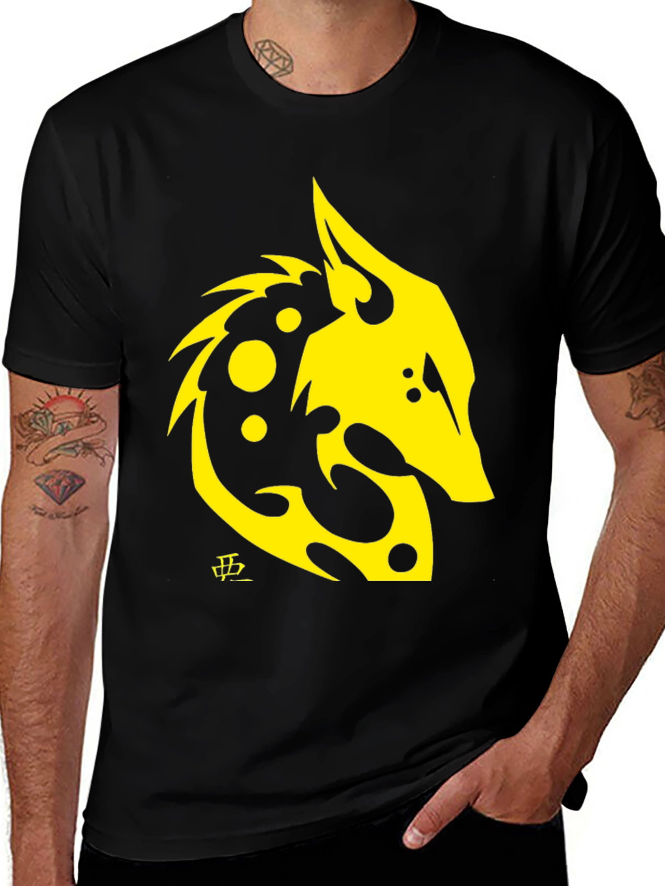 Wolf Graphic Print Black T-Shirt