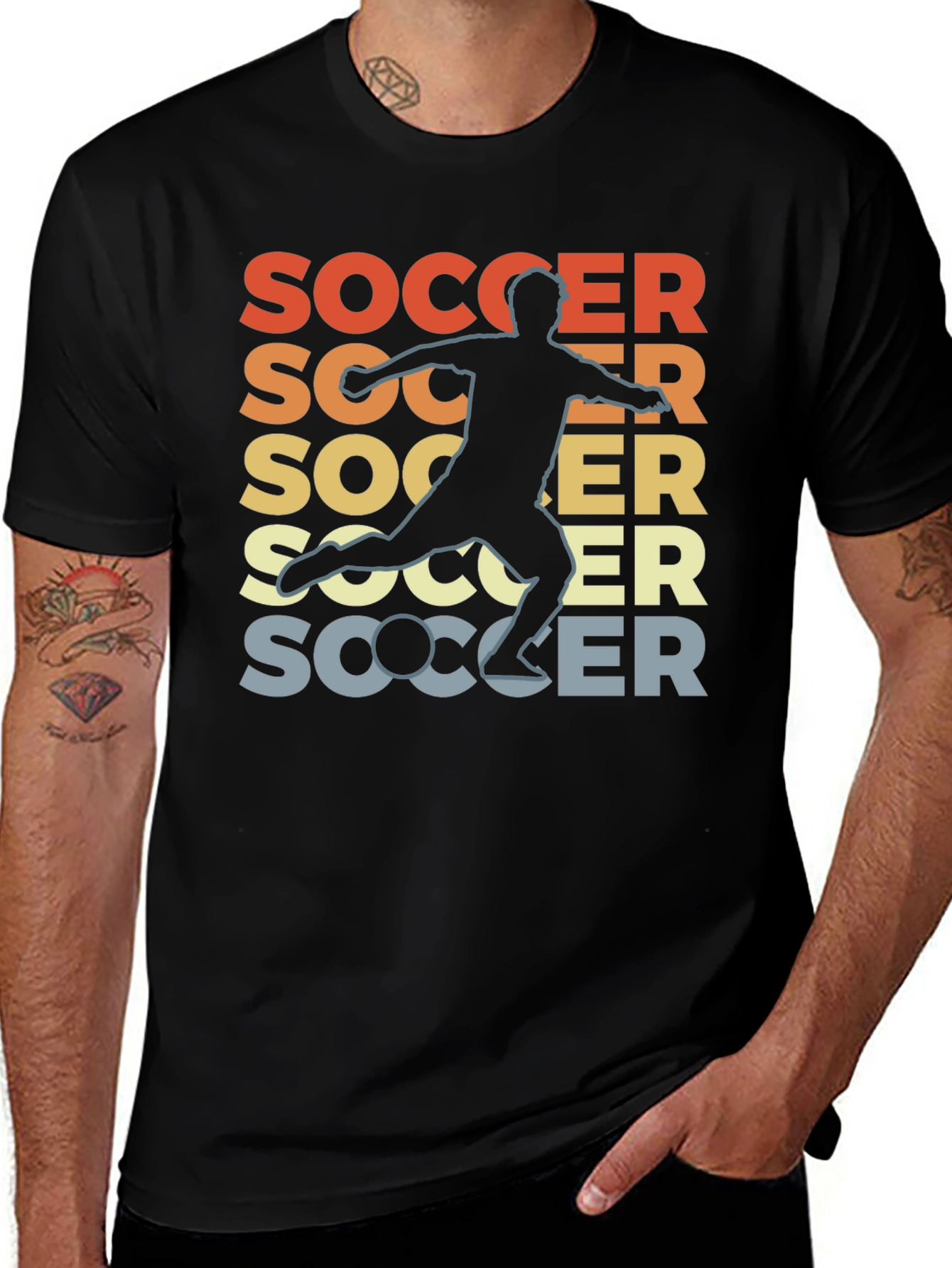 Variant 22 of Retro Soccer Player Graphic Tee - Vintage Style Black T-Shirt