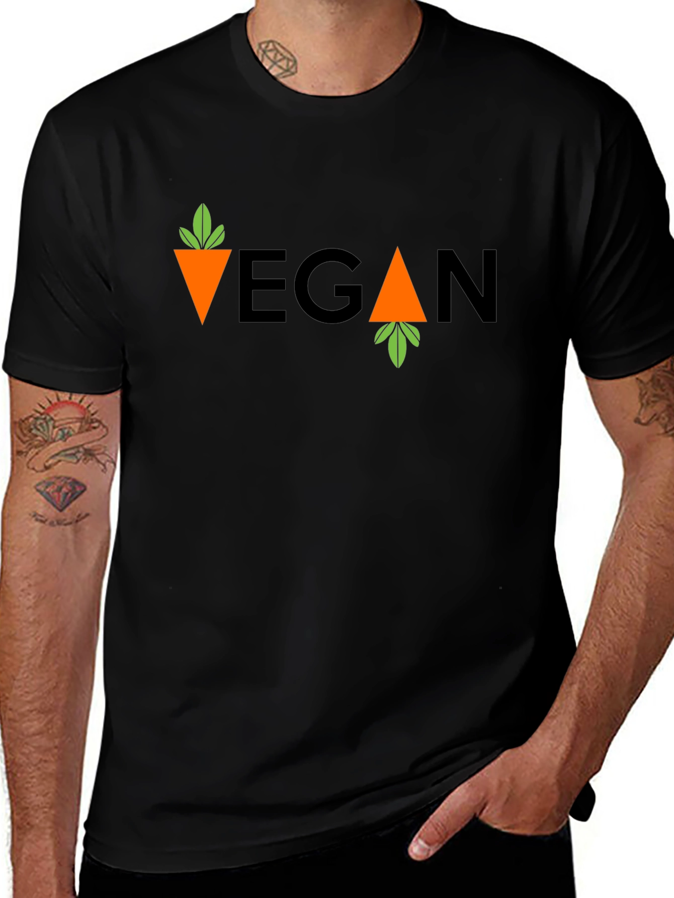 Variant 23 of Vegan Carrot T-Shirt - Unisex Black Tee