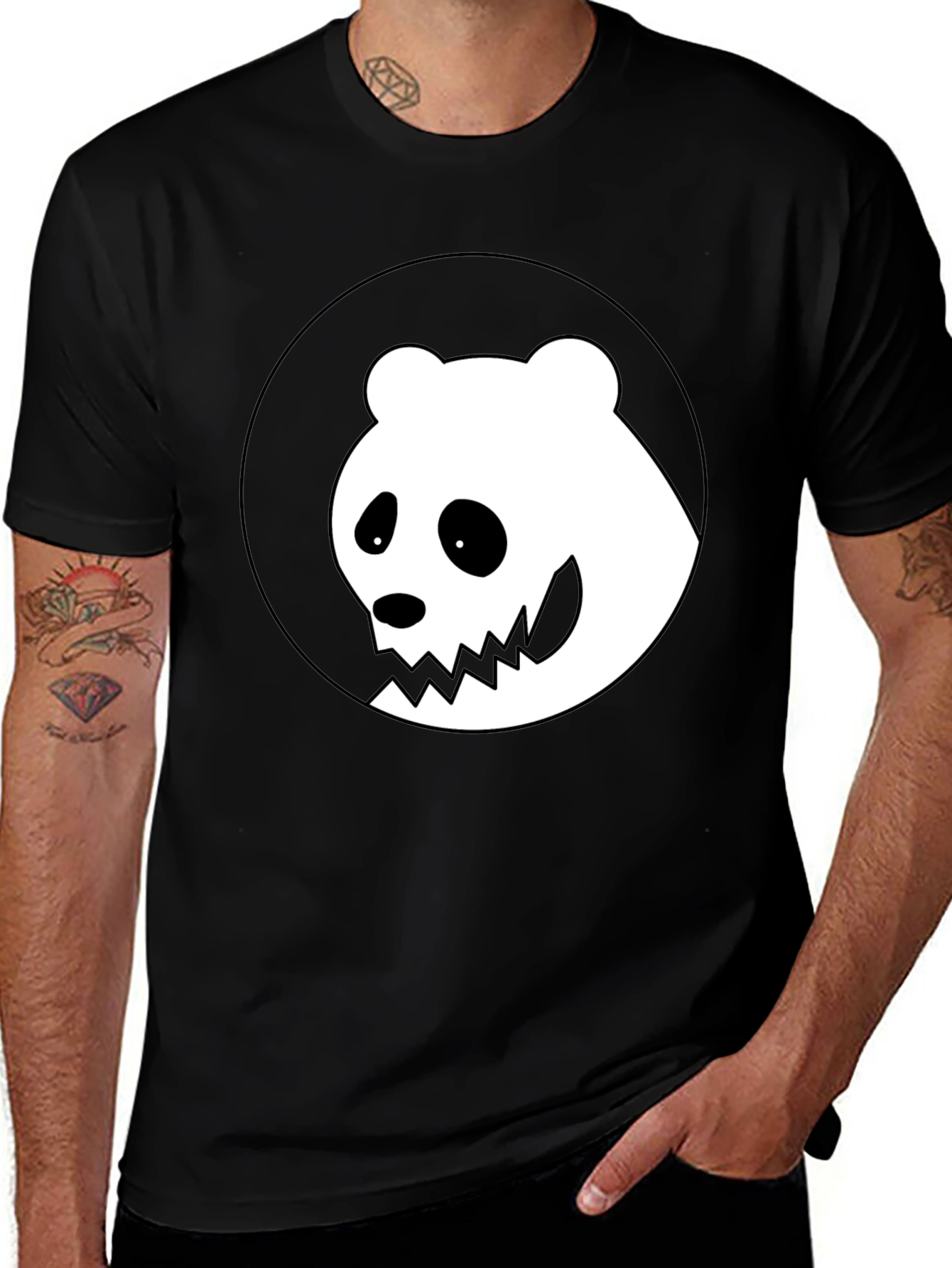 Variant 18 of Spooky Panda Graphic Tee - Black Cotton T-Shirt