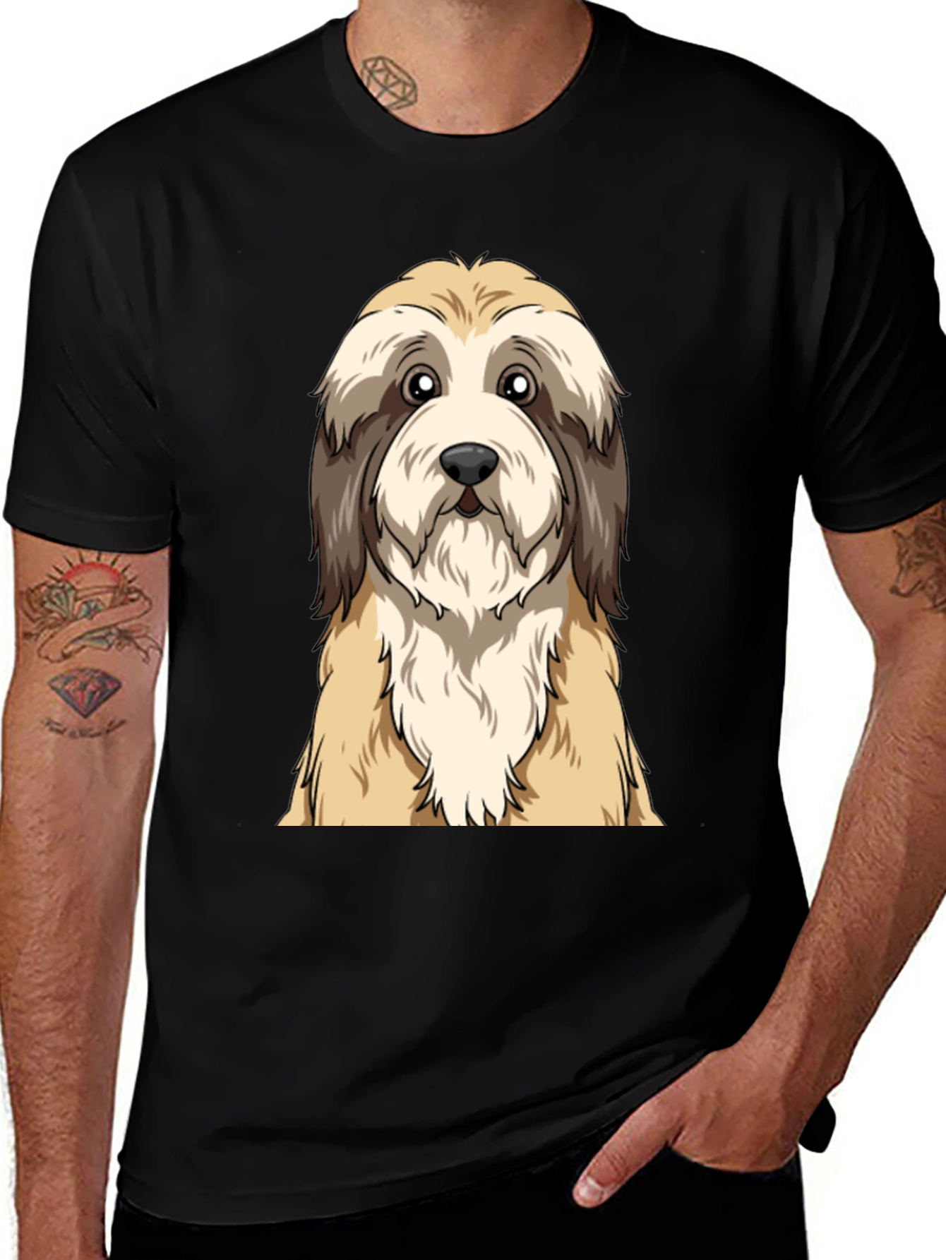 Black Cute Dog Graphic Tee - Unisex Black T-Shirt main image