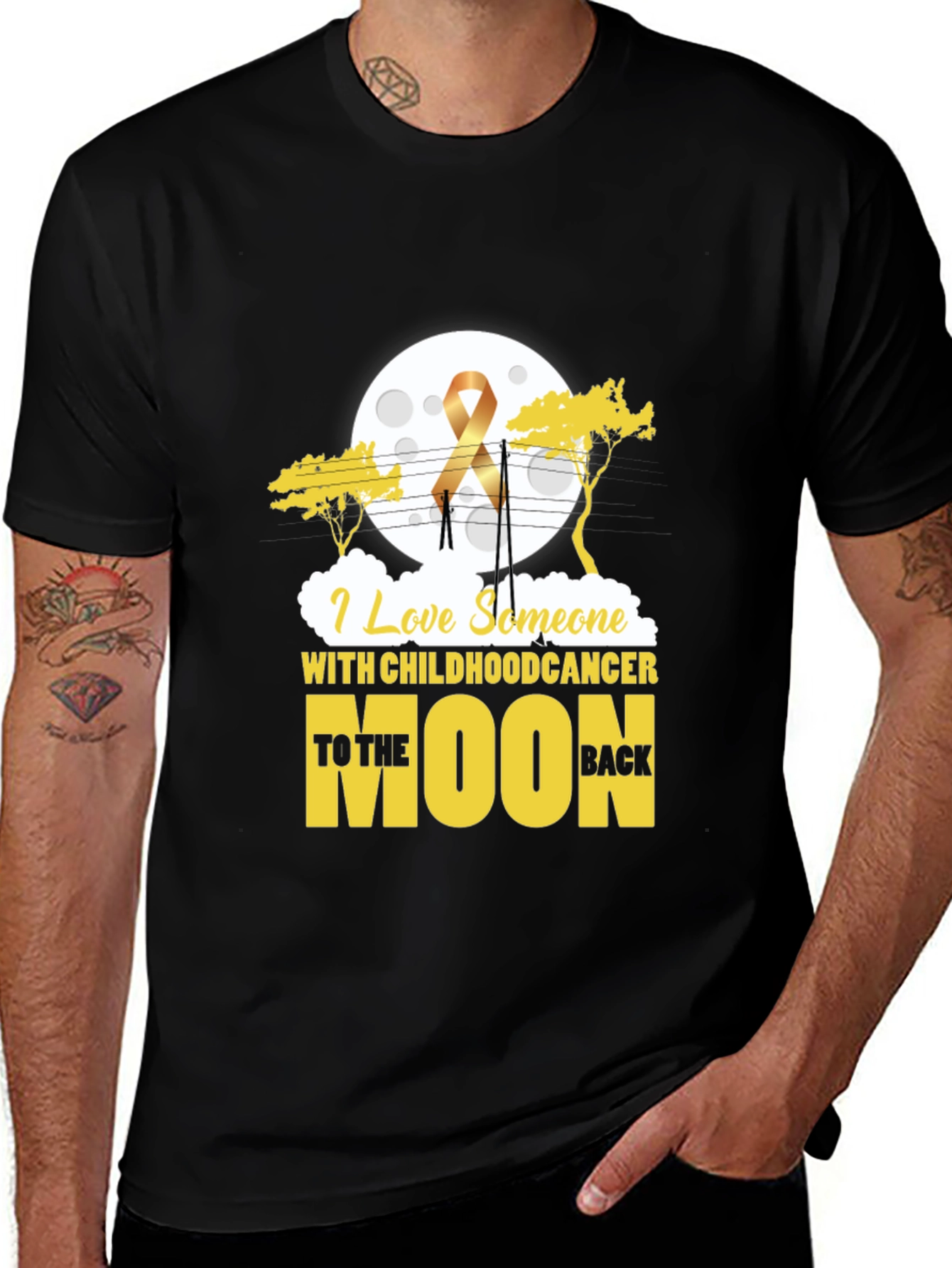 Childhood Cancer Awareness T-Shirt Moon Design