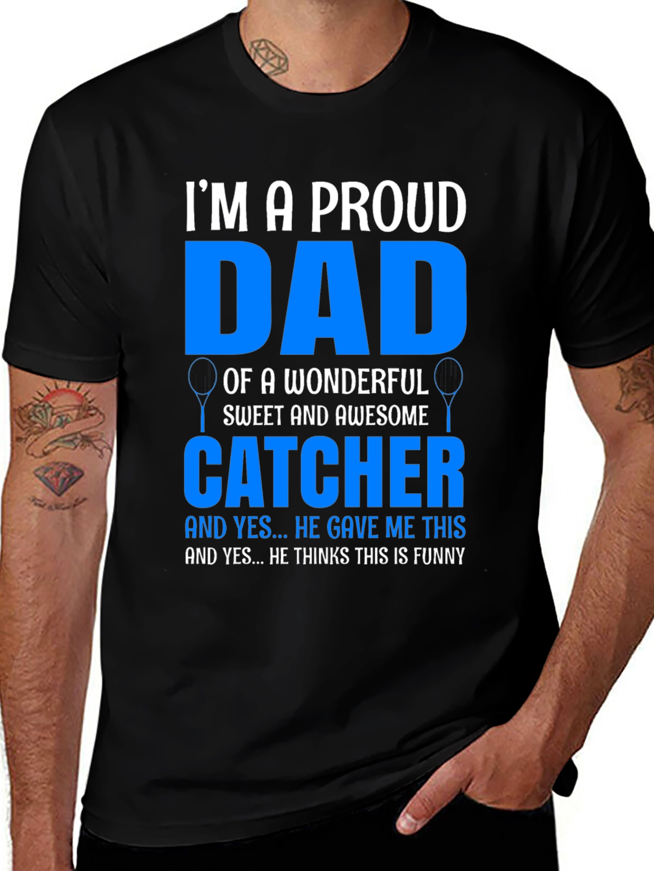 Variant 7 of Proud Dad Catcher Graphic T-Shirt