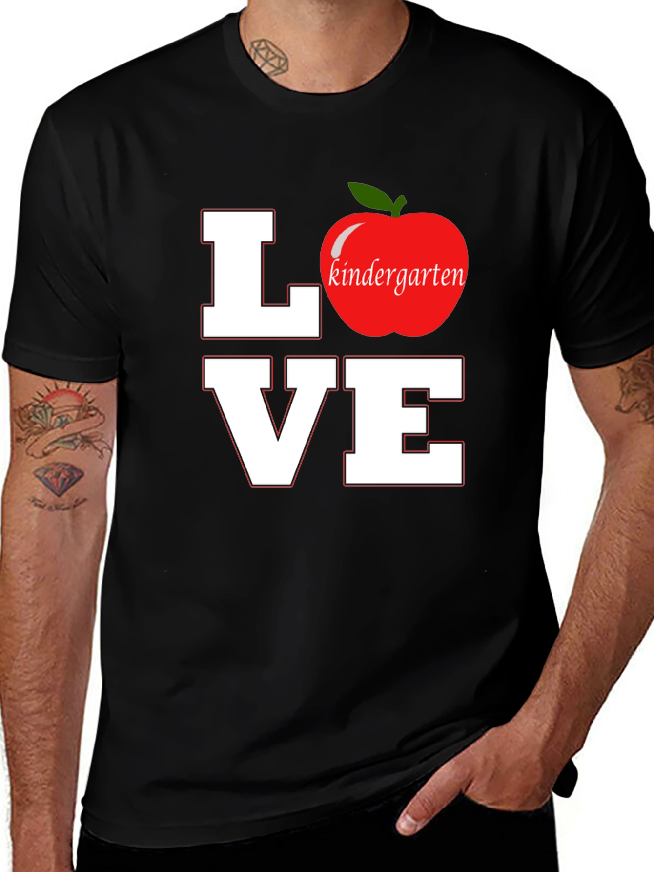 Variant 20 of Love Kindergarten Teacher T-Shirt Apple Graphic