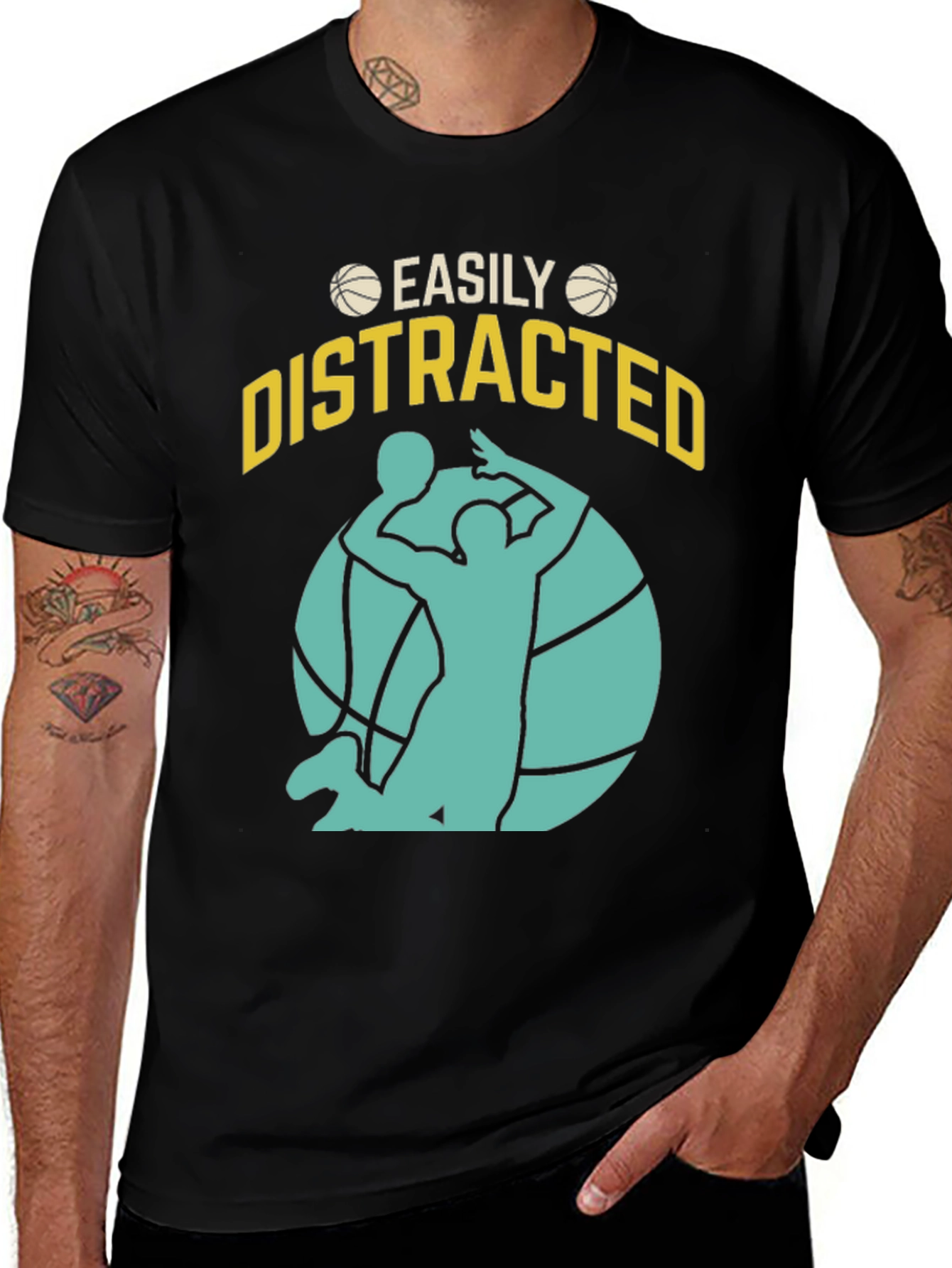 Variant 19 of Easily Distracted Basketball Graphic T-Shirt
