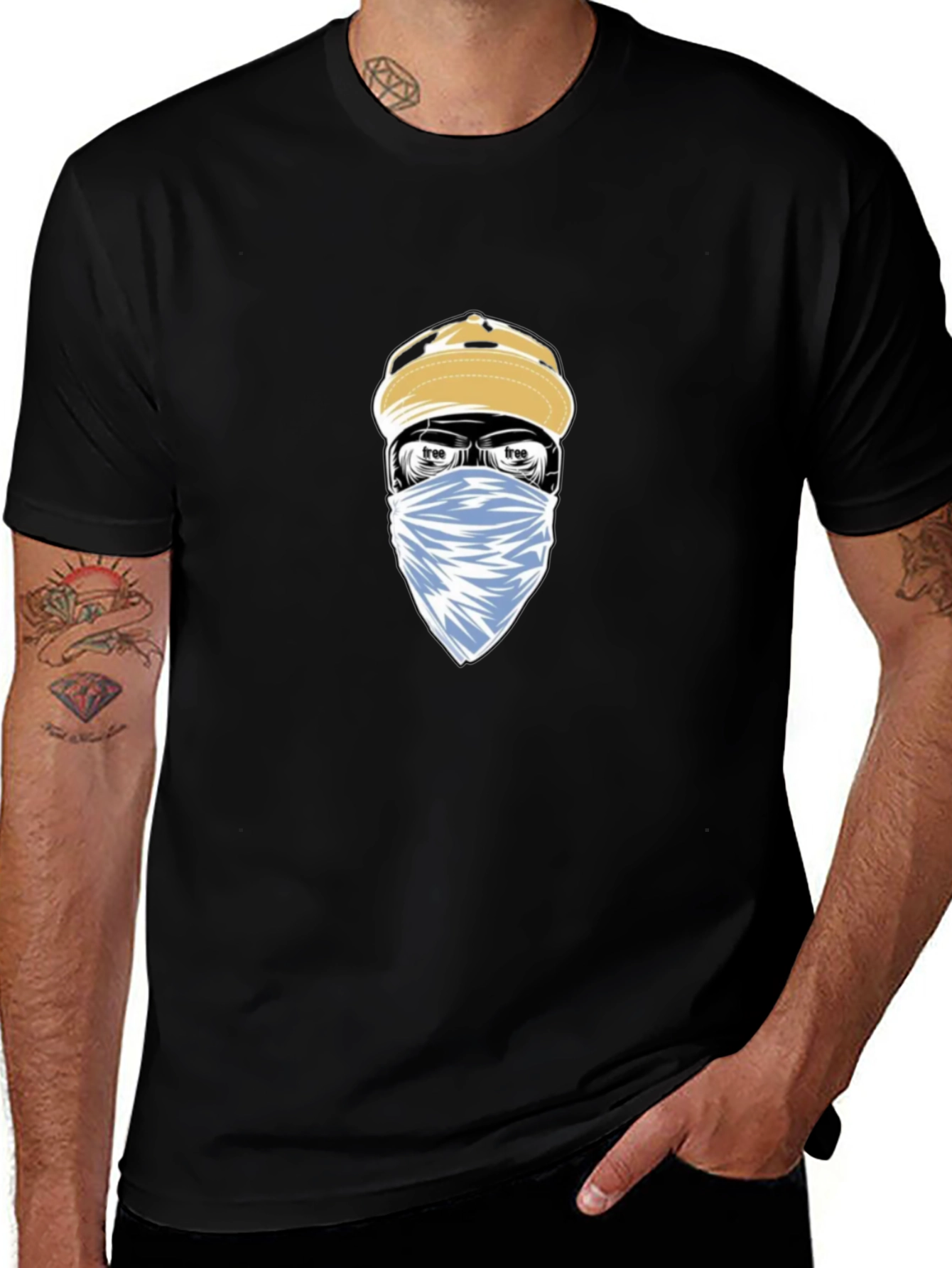 Variant 7 of Urban Style Graphic Tee - Masked Character Design