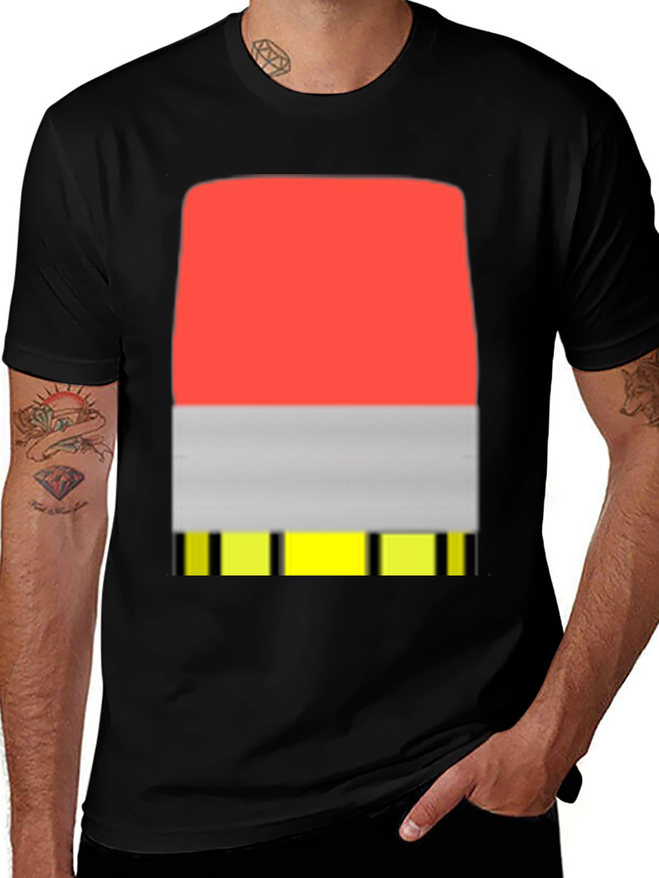Funky Block T-Shirt - Red, Gray, and Yellow Design