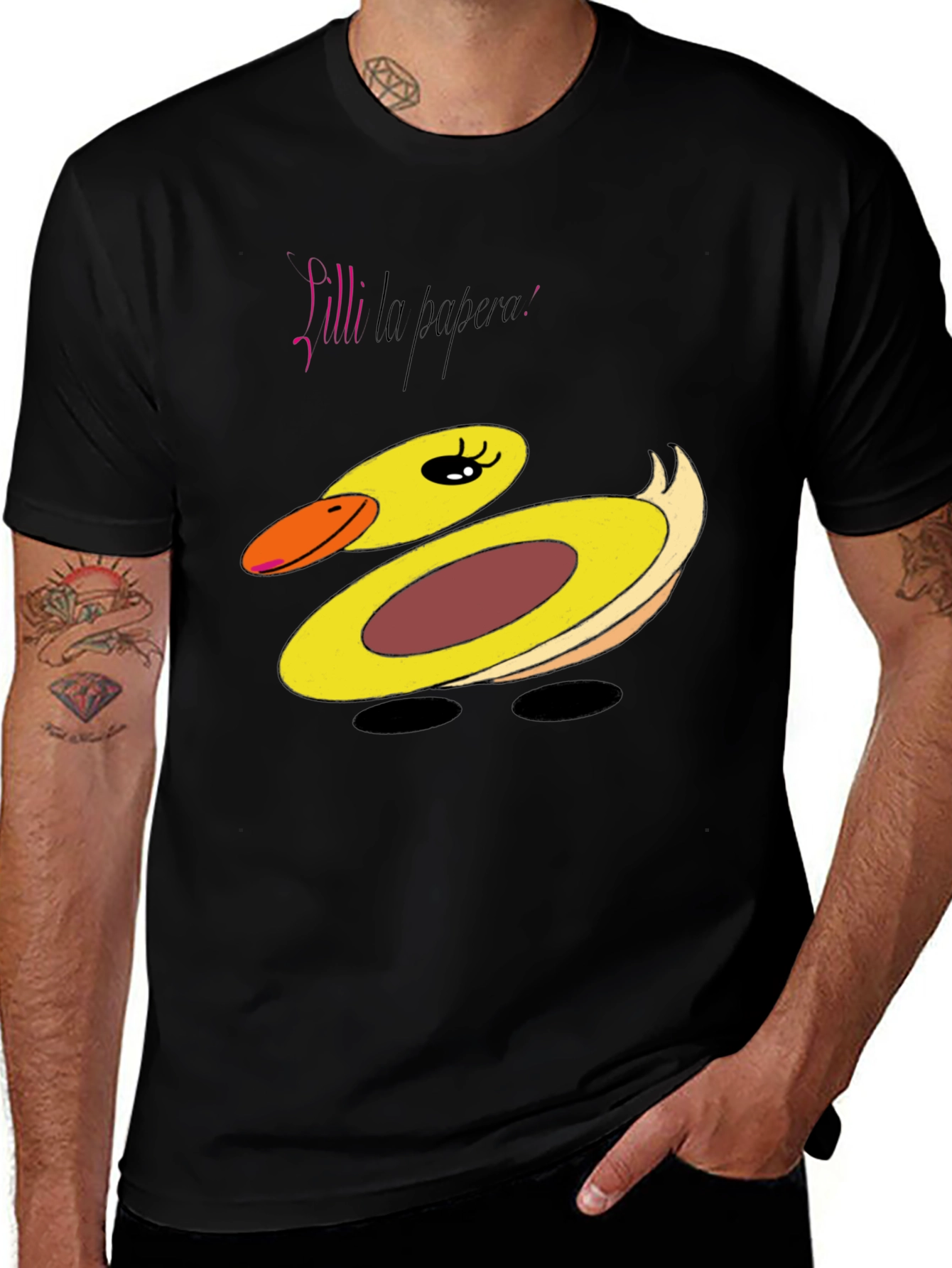Black Duck Graphic T-Shirt - Playful Cartoon Design main image