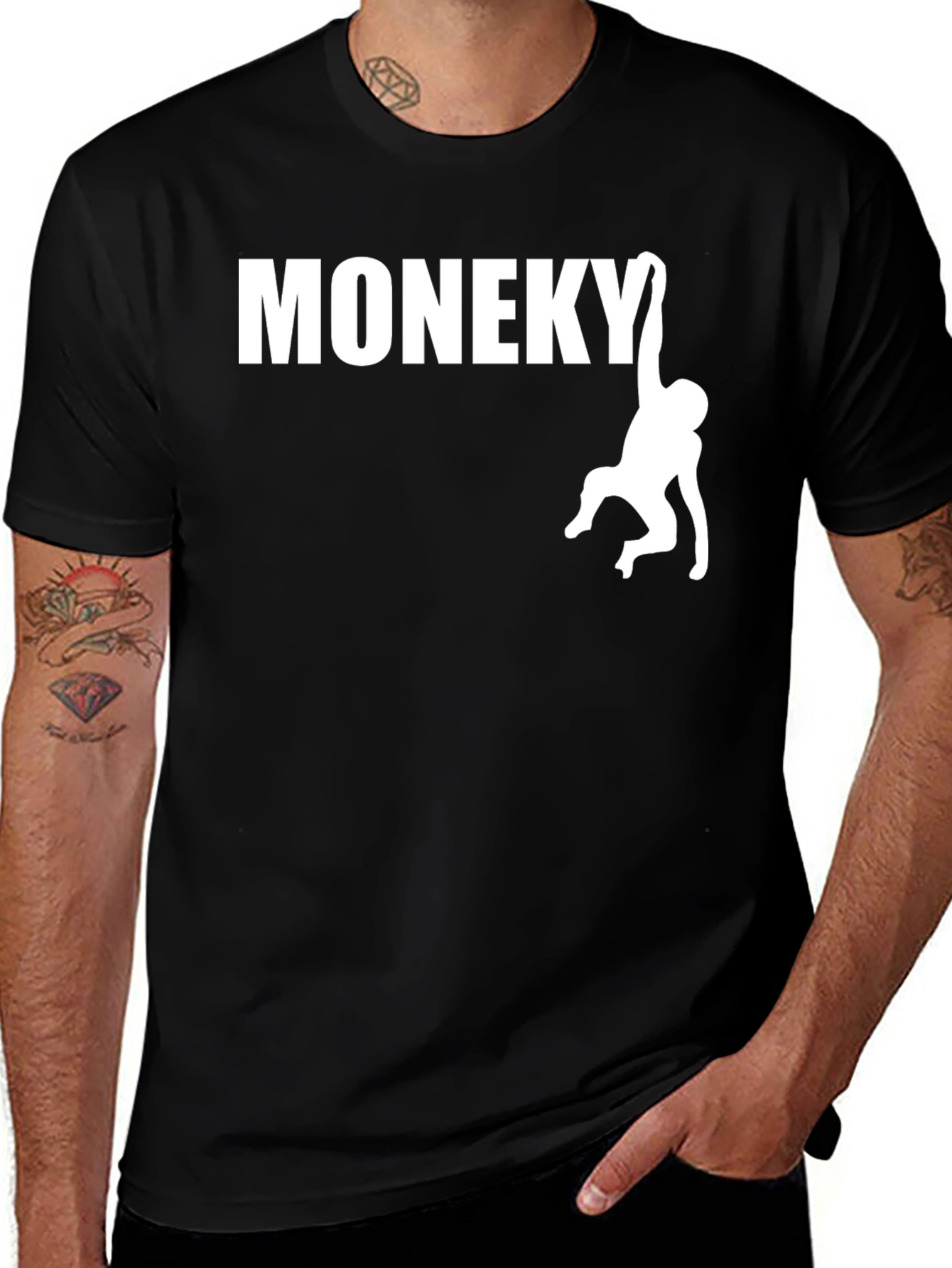 Variant 12 of Moneky Graphic Tee - Black