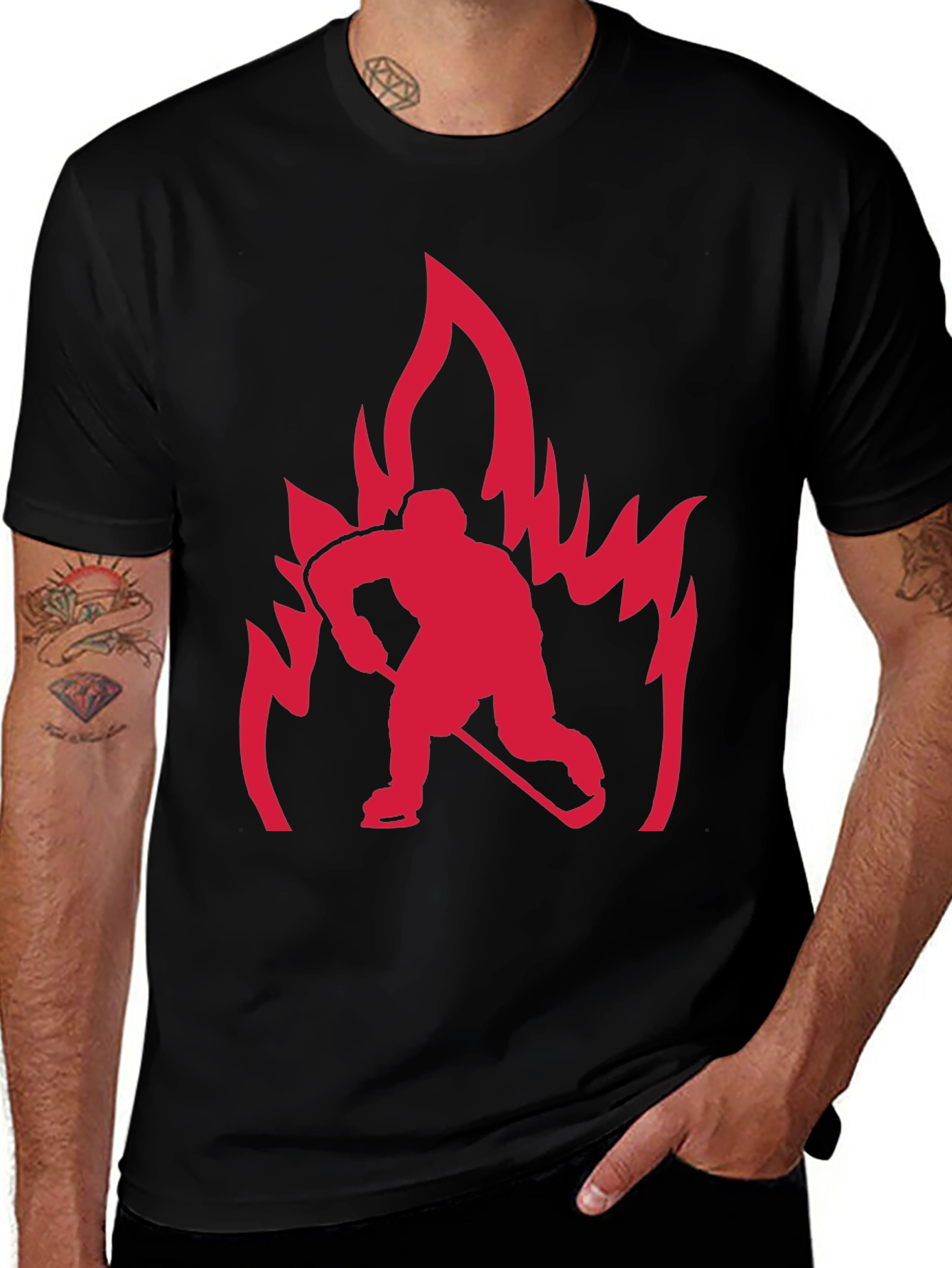 Hockey Player On Fire Graphic Tee