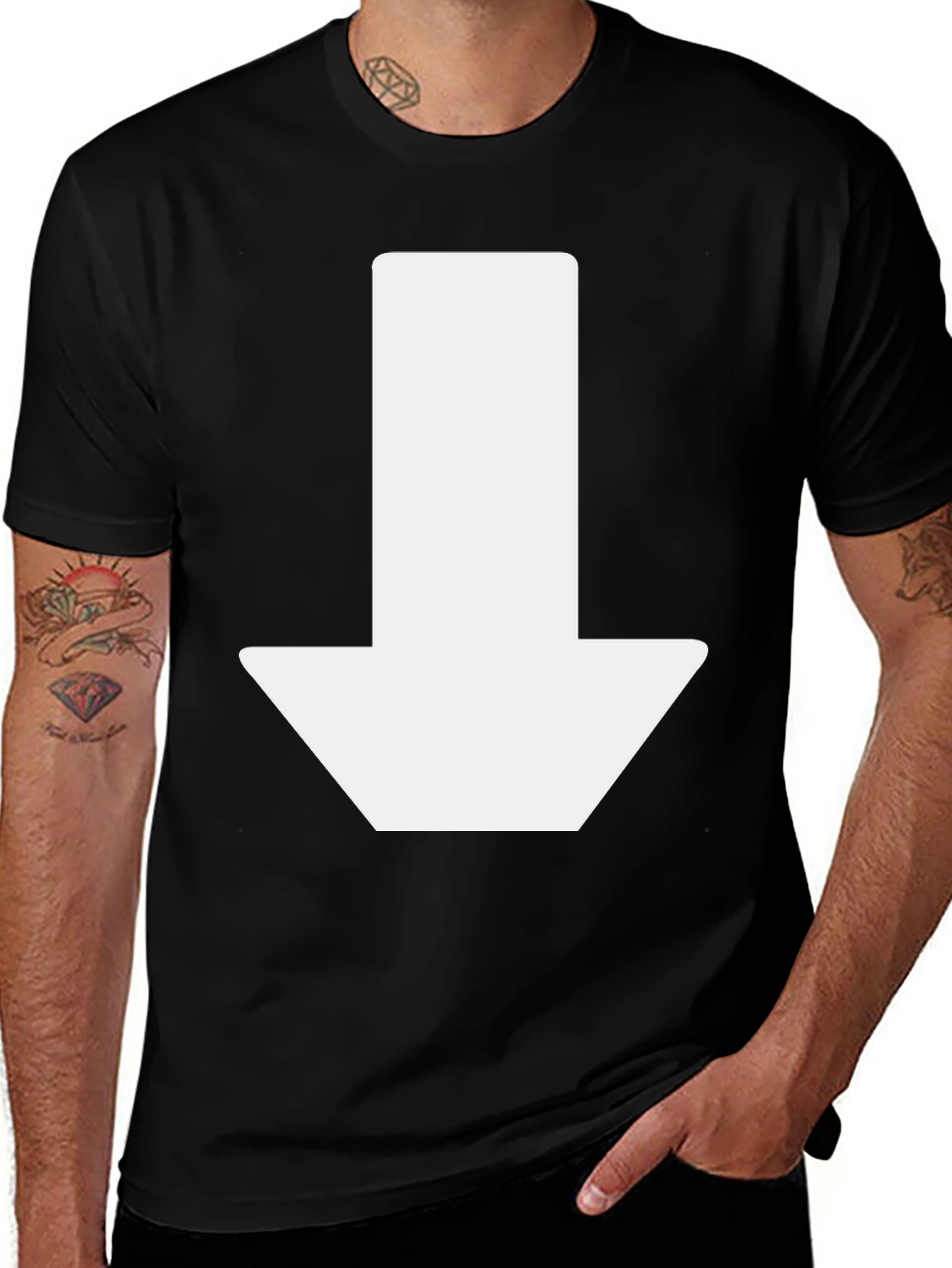 Variant 19 of Arrow Down Graphic Tee - Casual Black T-Shirt