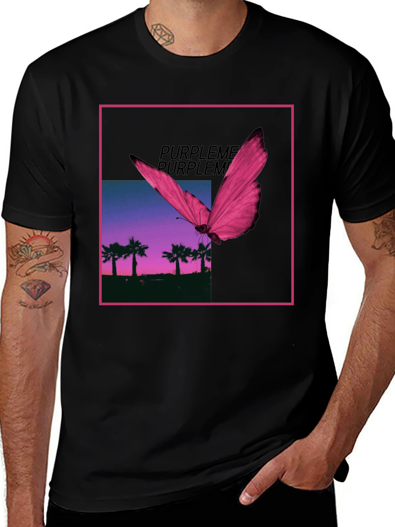 Variant 19 of Butterfly Palm Tree Graphic Tee