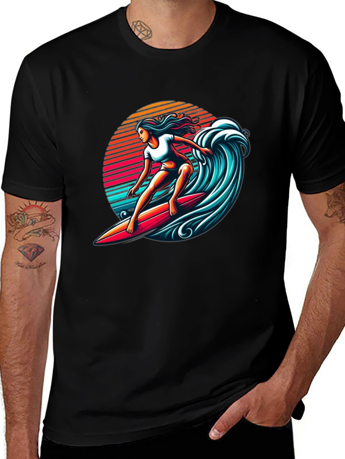 Variant 7 of Surfer Girl Retro Wave T-Shirt
