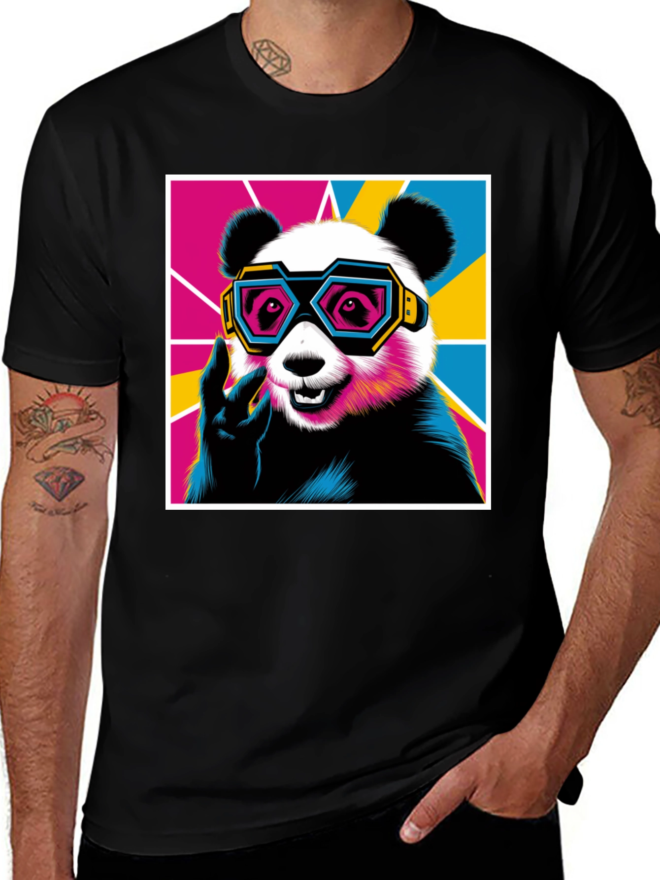 Variant 6 of Cool Panda Graphic T-Shirt - Black
