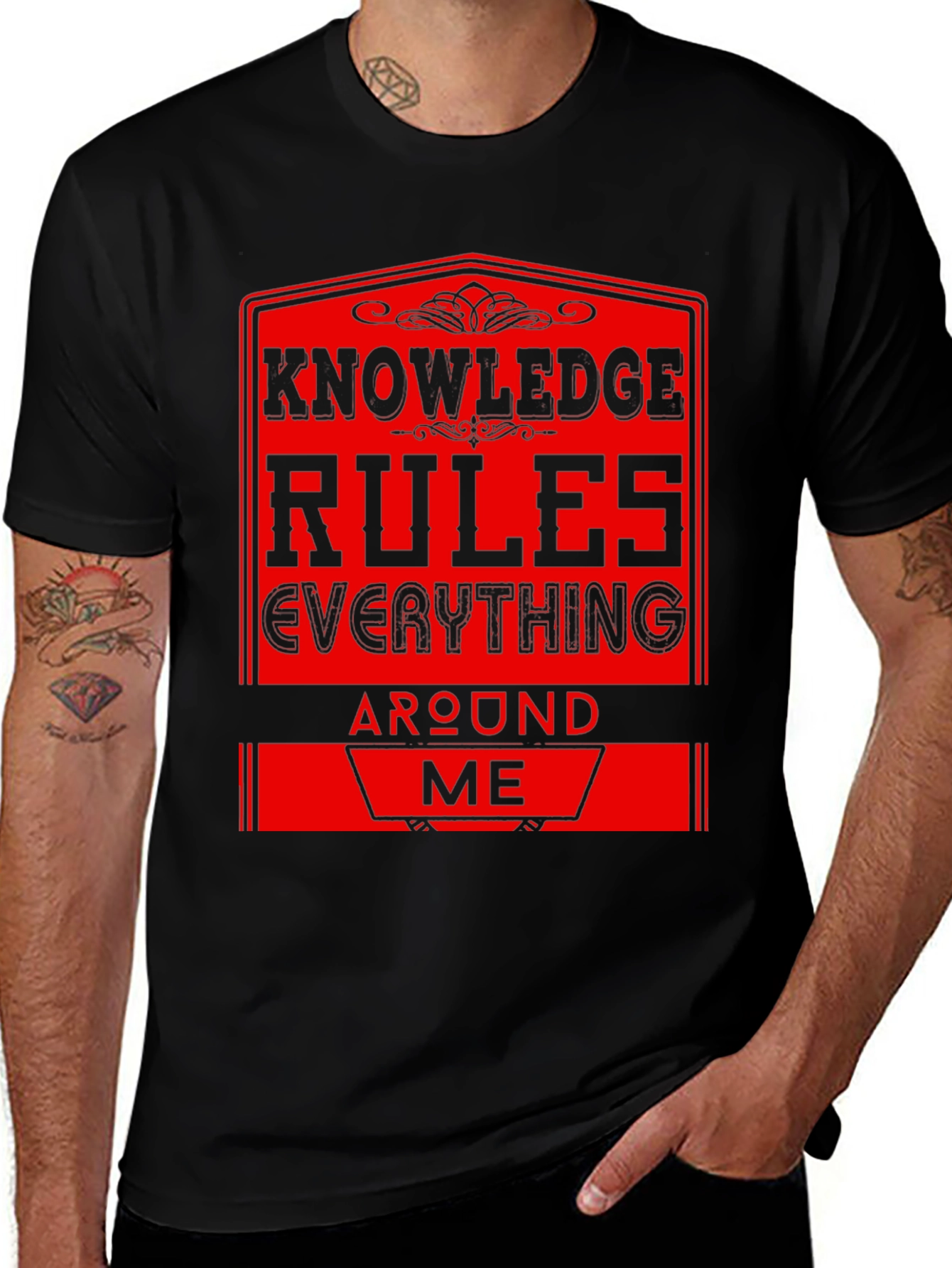 Variant 28 of Knowledge Rules Everything Around Me T-Shirt