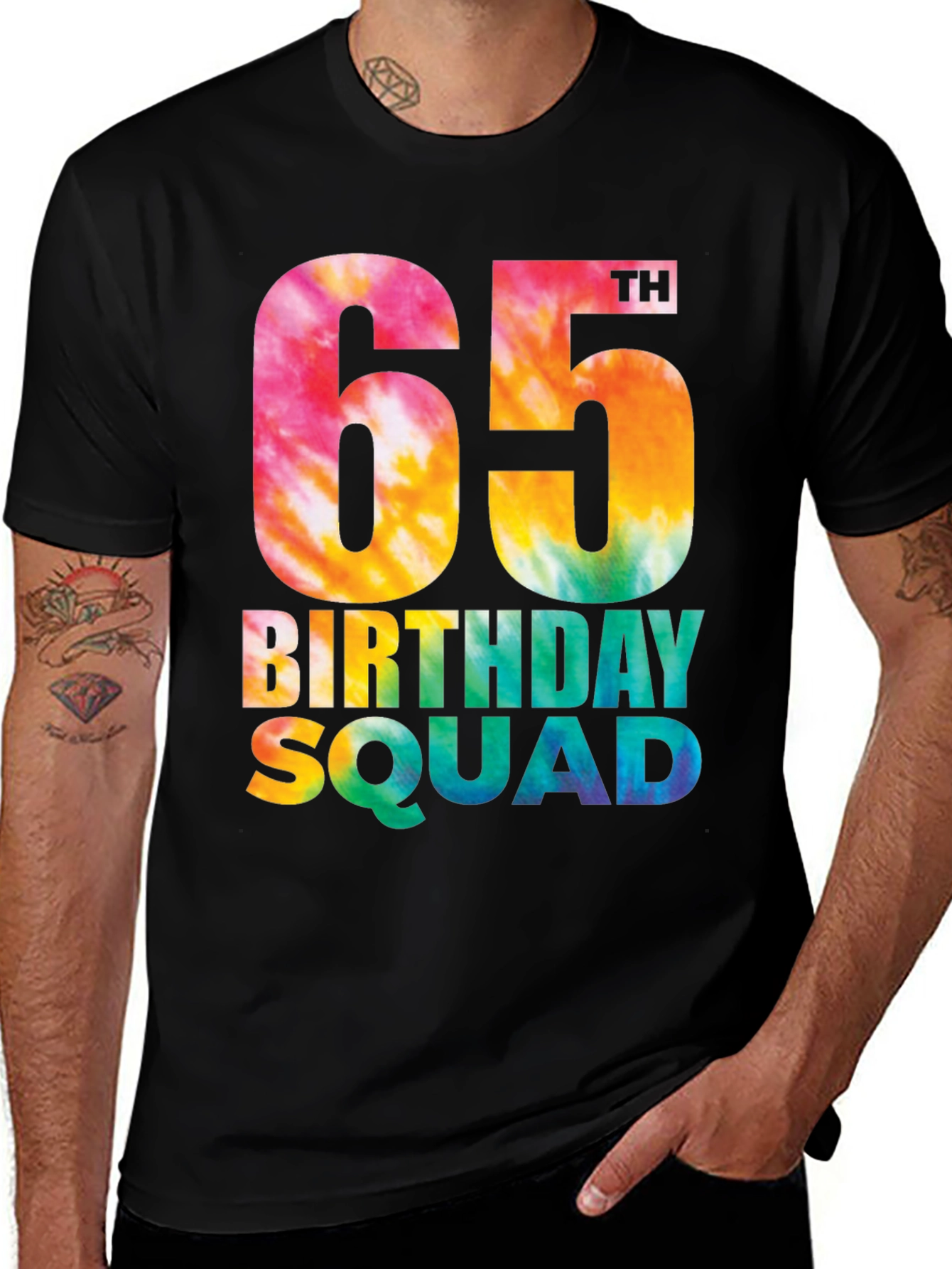 65th Birthday Squad Tie Dye T-Shirt