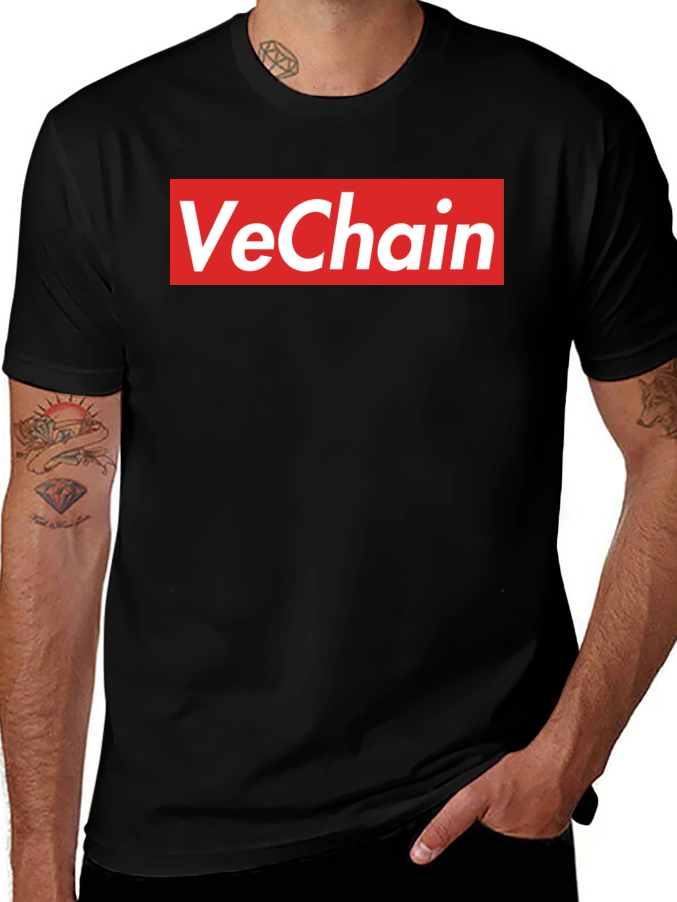 Variant 13 of VeChain Red Box Logo Black T-Shirt