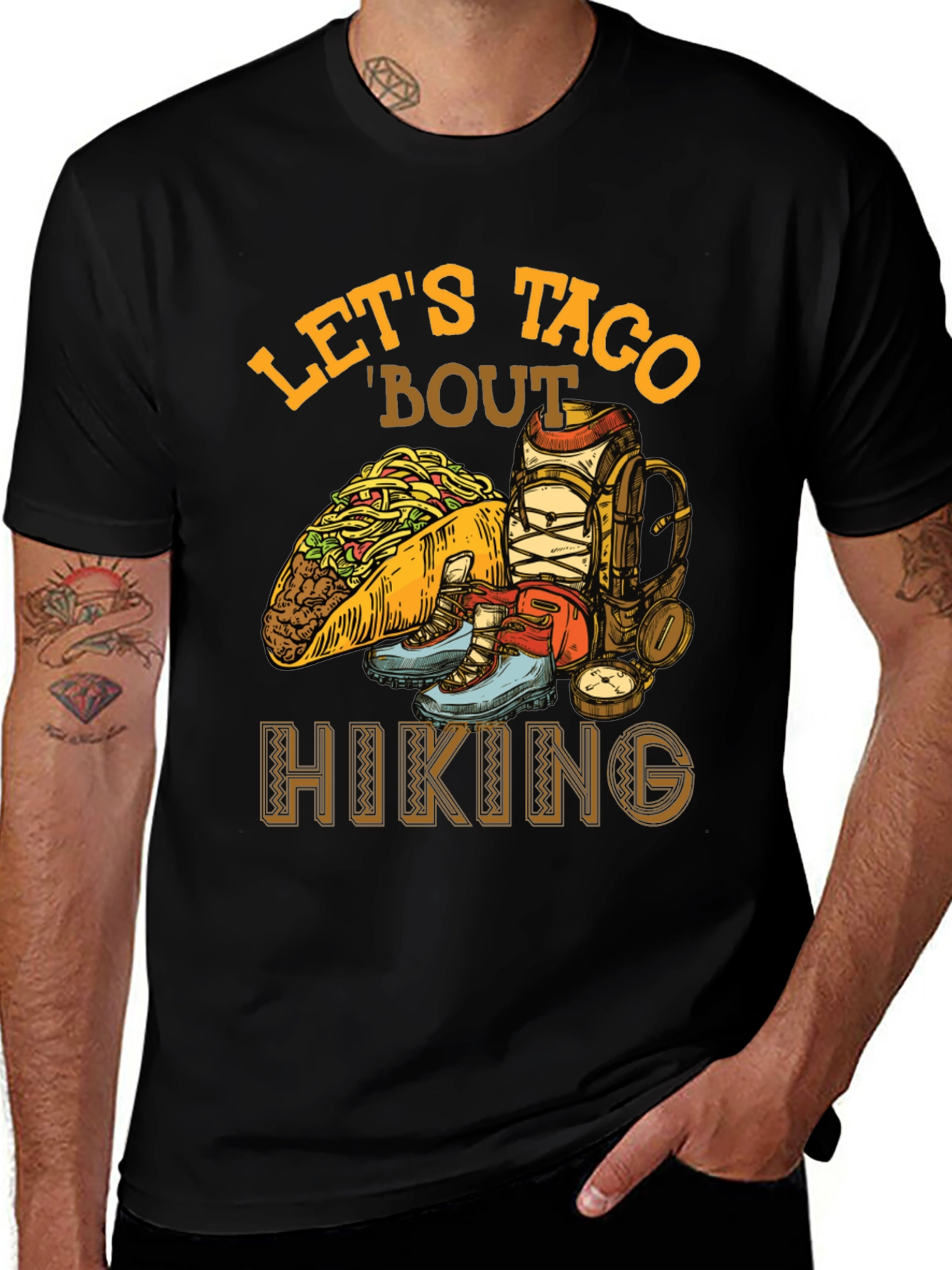 Variant 15 of Let's Taco 'bout Hiking Black Graphic Tee