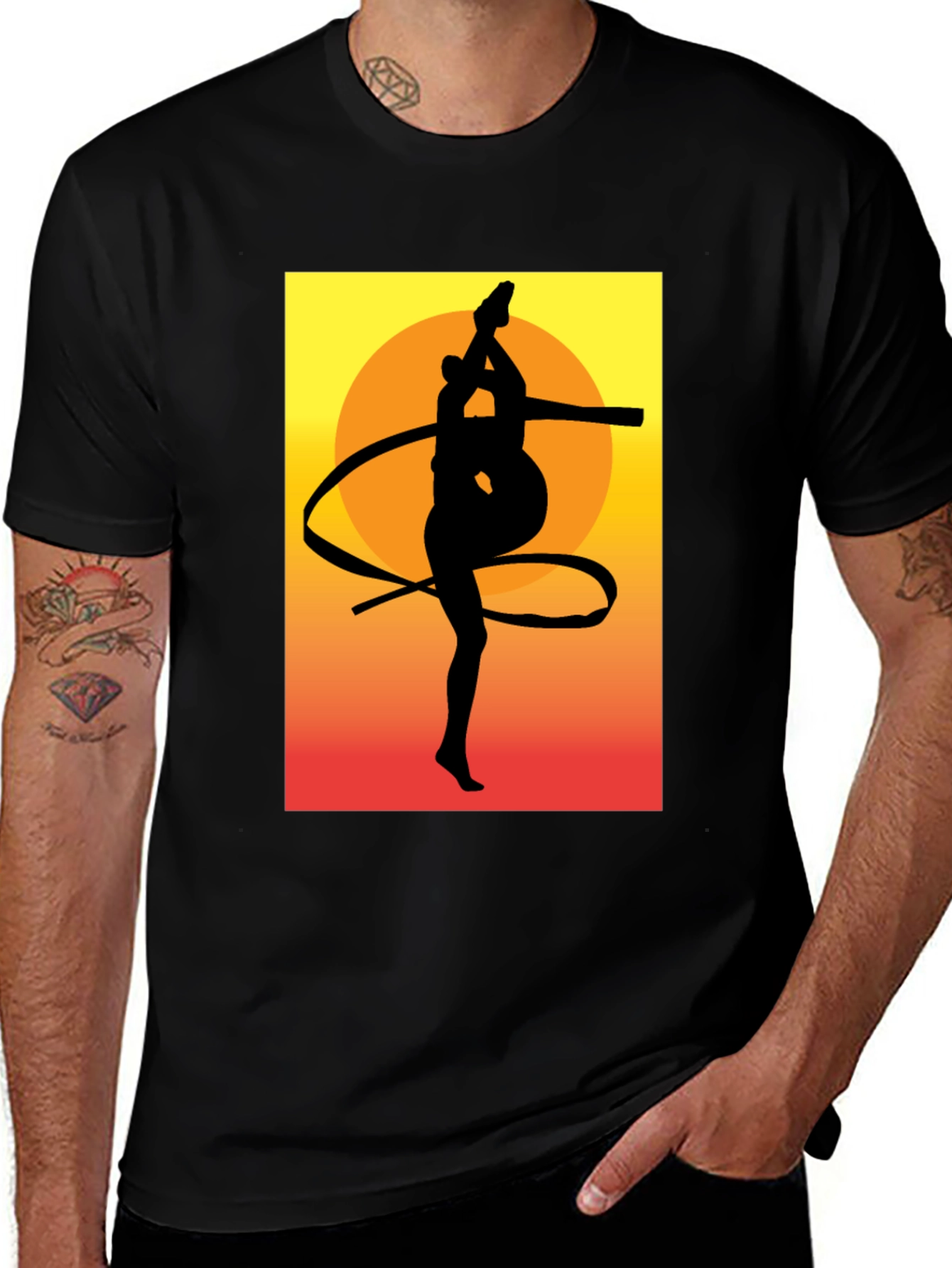 Variant 11 of Gymnast Silhouette Graphic Tee - Sunset Design