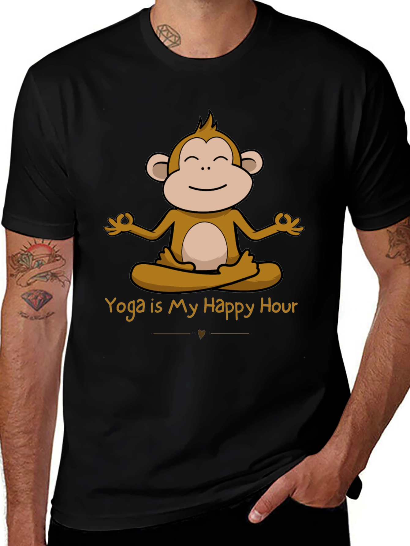 Variant 12 of Yoga Monkey T-Shirt - Happy Hour Design