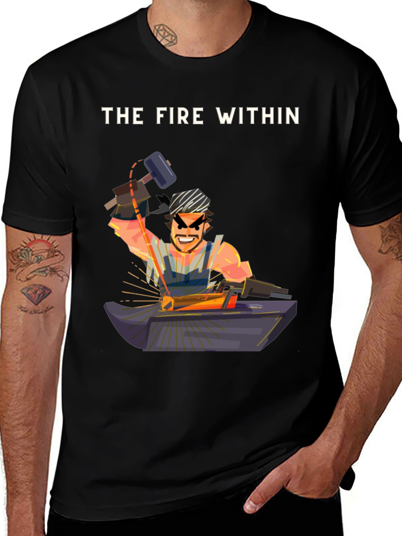 The Fire Within Black T-Shirt - Blacksmith Design