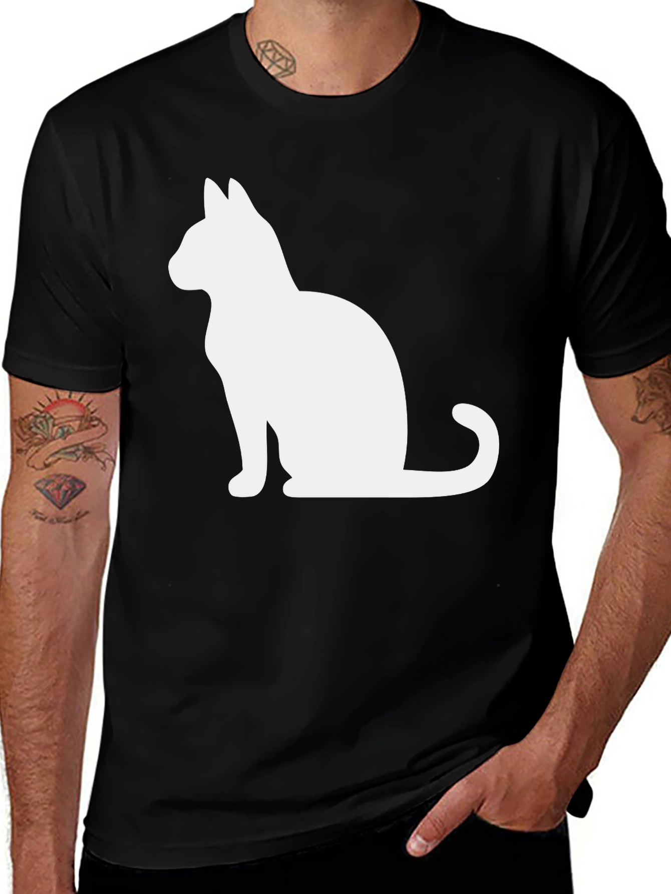 Variant 13 of Men's Black Cat Silhouette T-Shirt