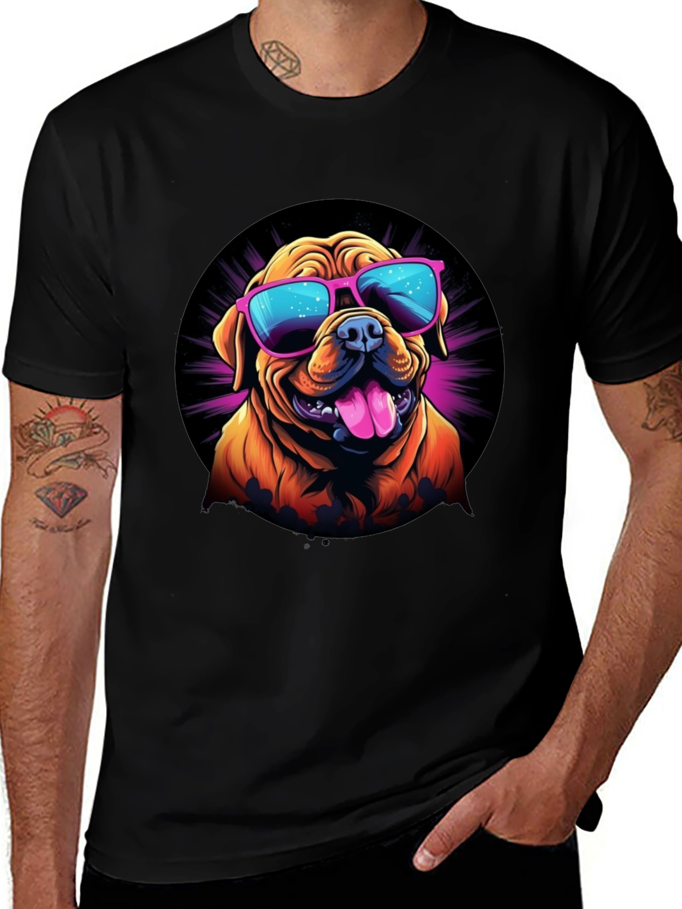Variant 26 of Cool Dog Sunglasses Graphic Tee - Black