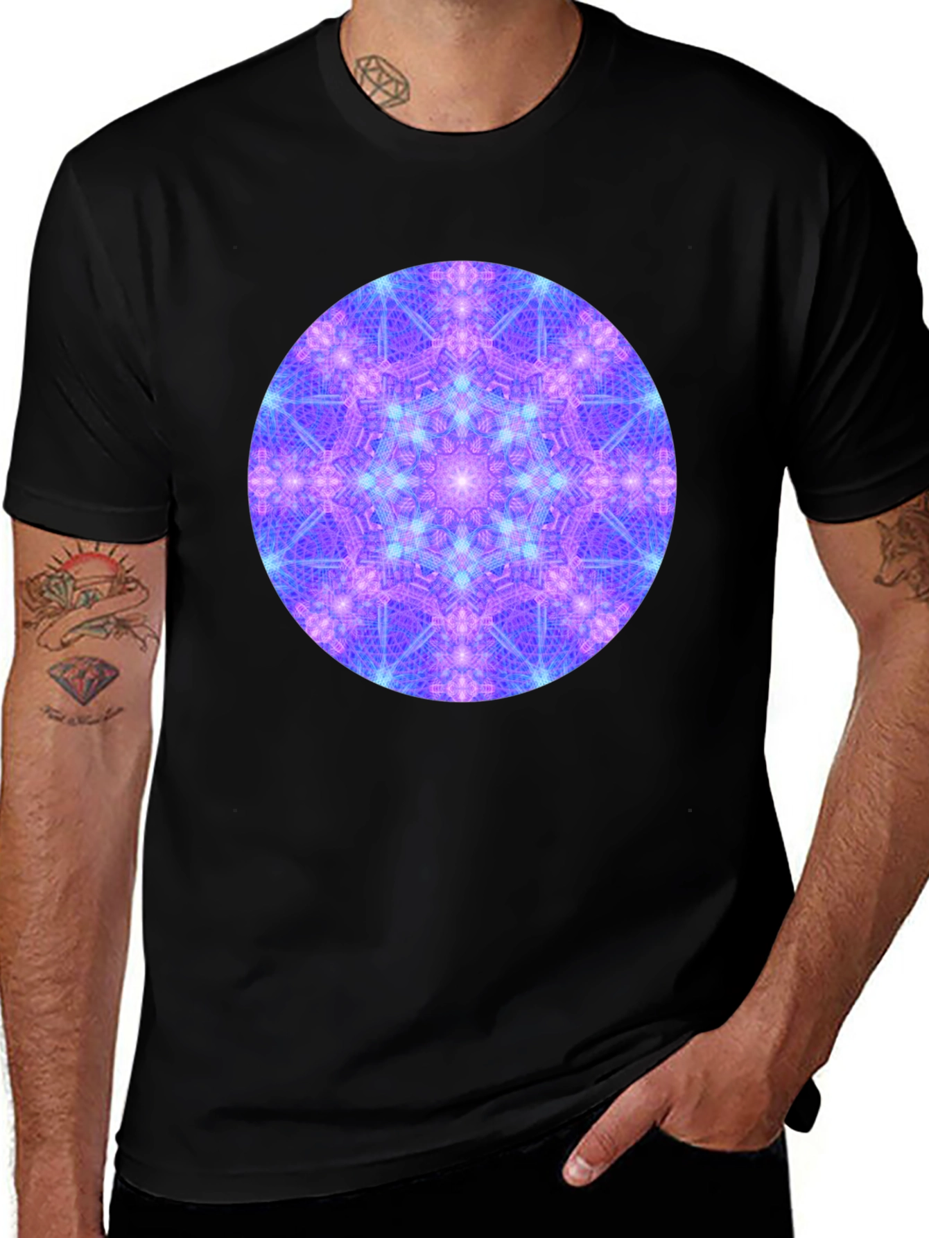 Variant 11 of Geometric Mandala Design Black T-Shirt