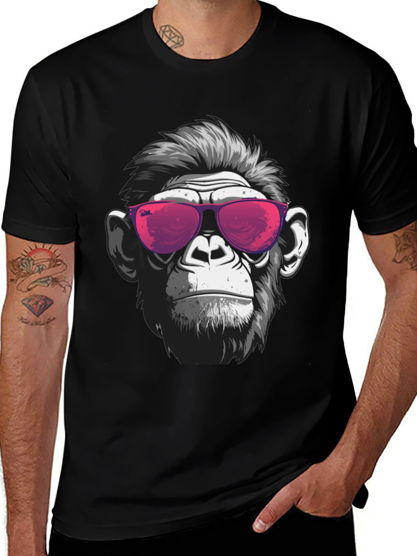 Variant 17 of Cool Monkey Graphic Tee - Black T-Shirt