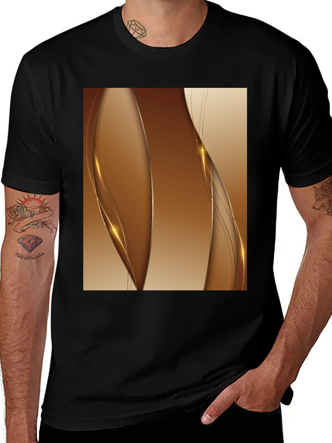 Variant 7 of Modern Abstract Wave Black T-Shirt
