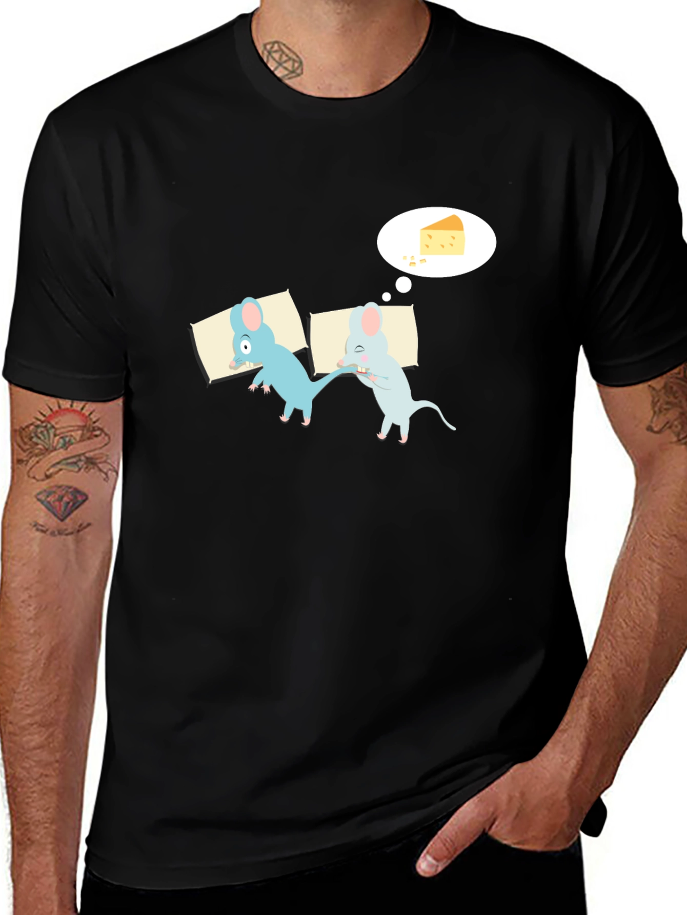 Variant 22 of Funny Sleeping Mice Cheese Dream Graphic Tee
