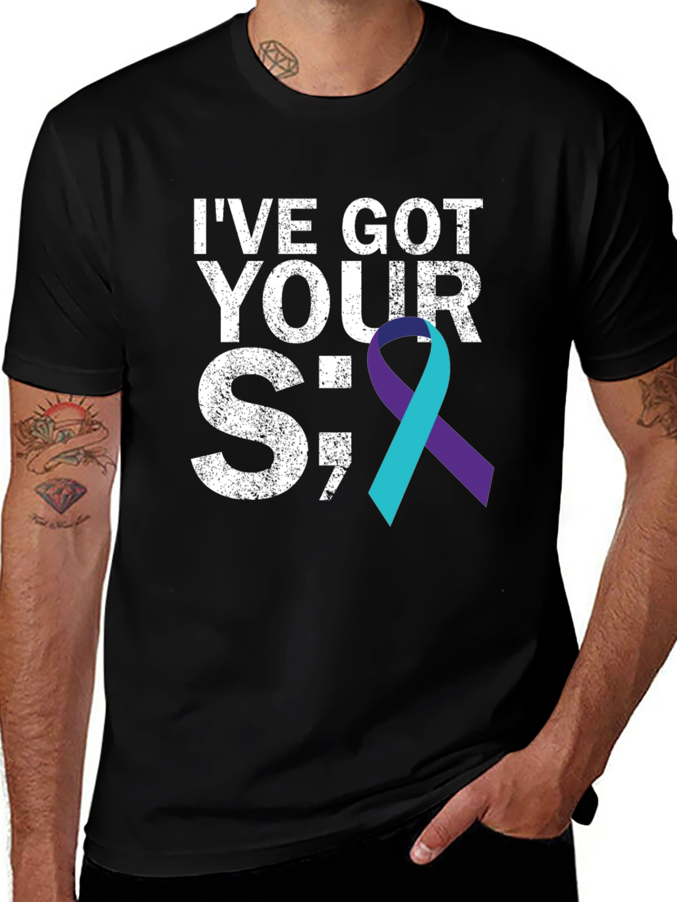 Black I've Got Your Semicolon T-Shirt - Suicide Awareness main image