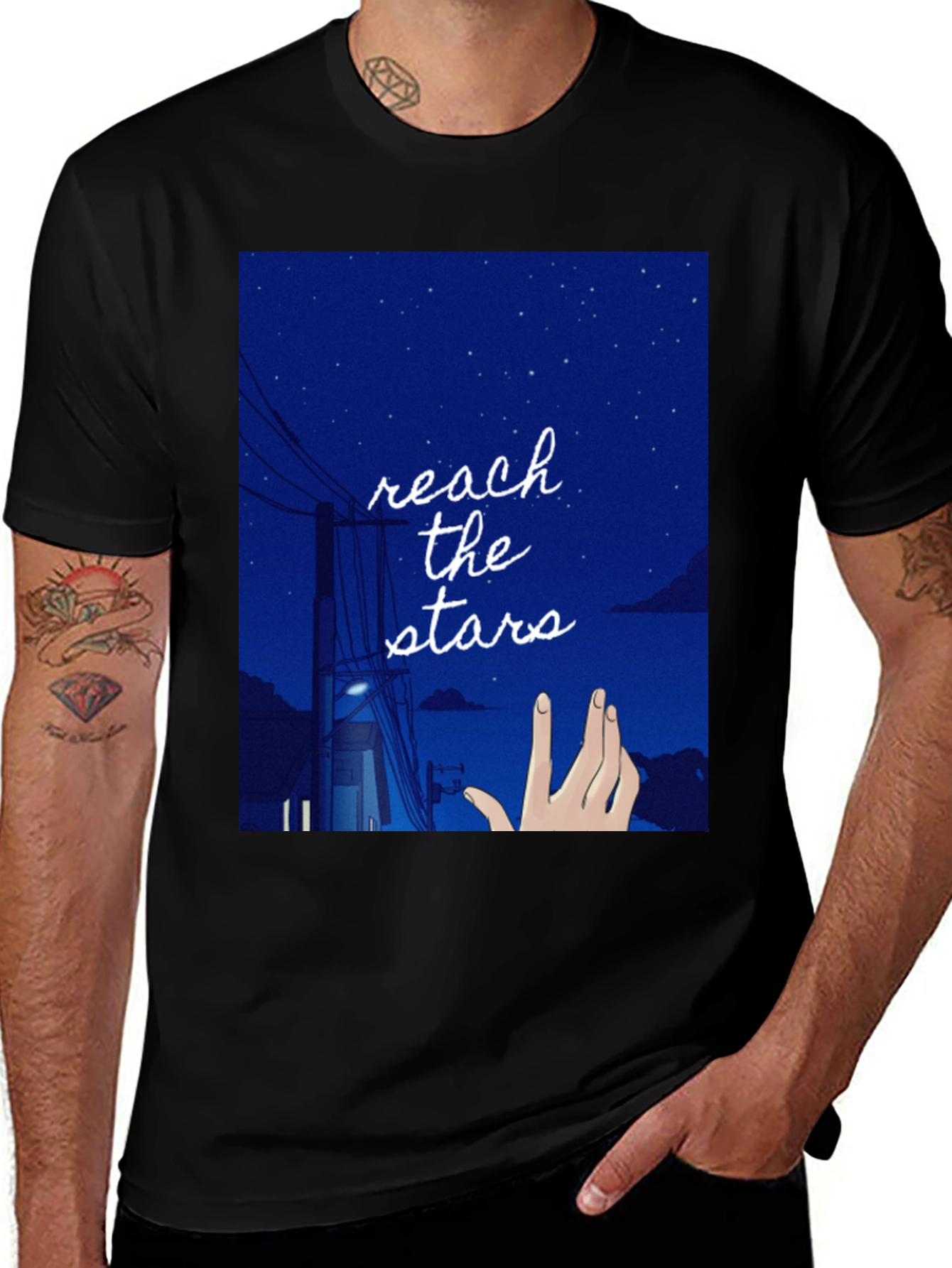 Variant 15 of Reach for the Stars Graphic Tee - Black