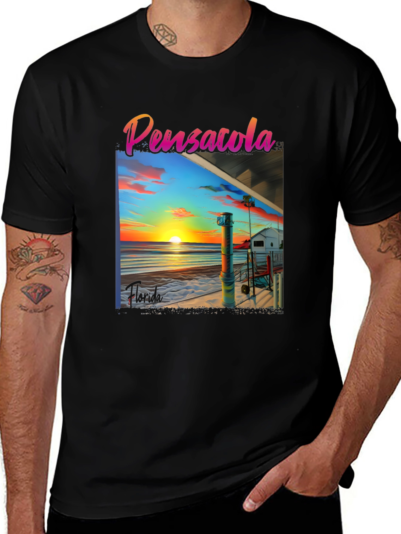 Pensacola Florida Sunset Graphic T-Shirt