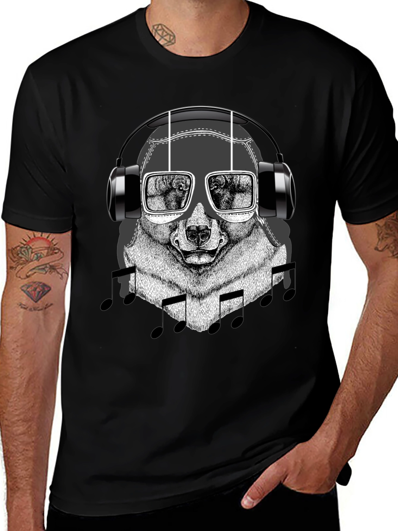 Variant 8 of Cool Bear with Headphones Graphic T-Shirt