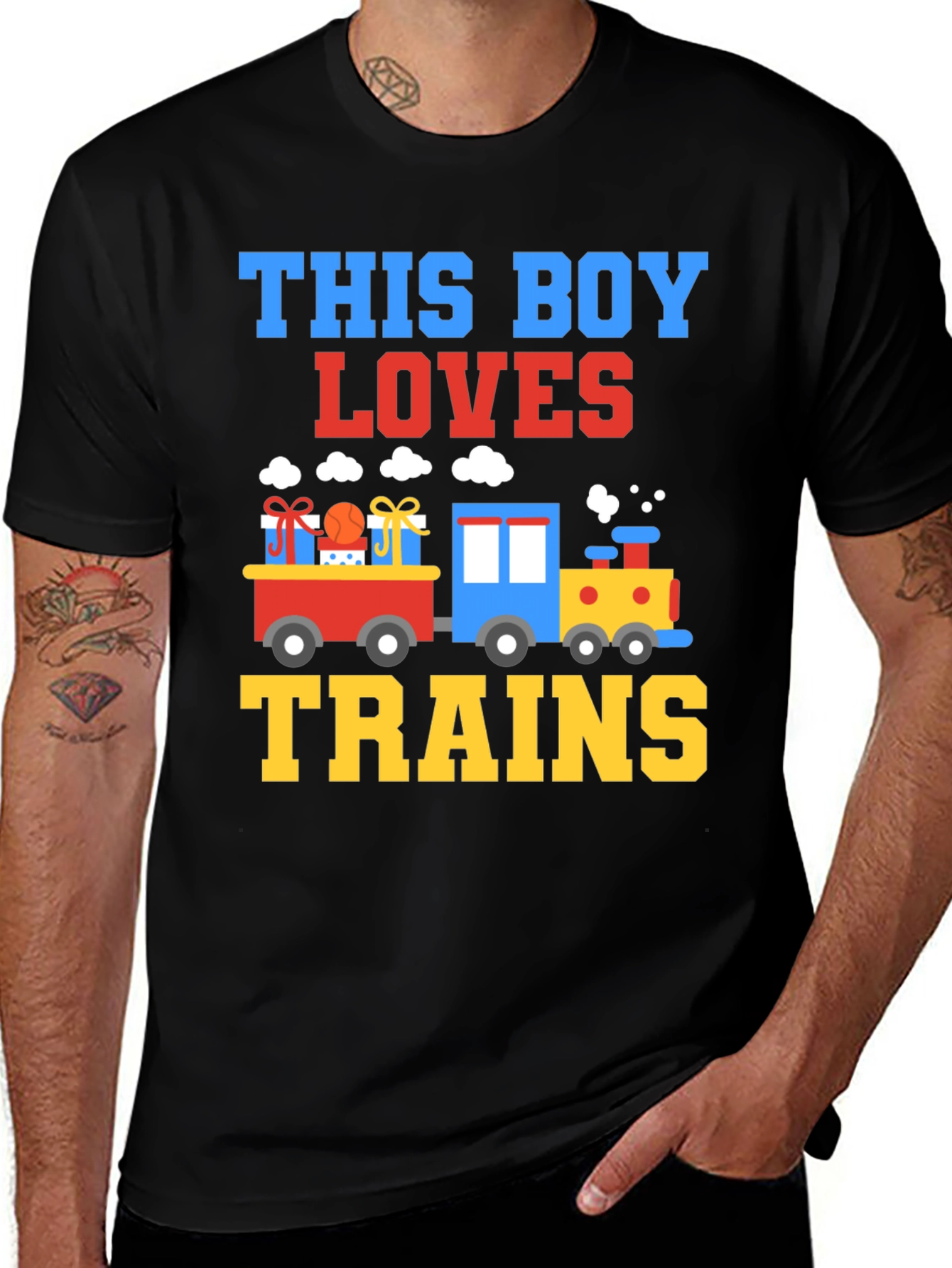 Variant 16 of Boy Loves Trains T-Shirt - Gift for Train Enthusiasts