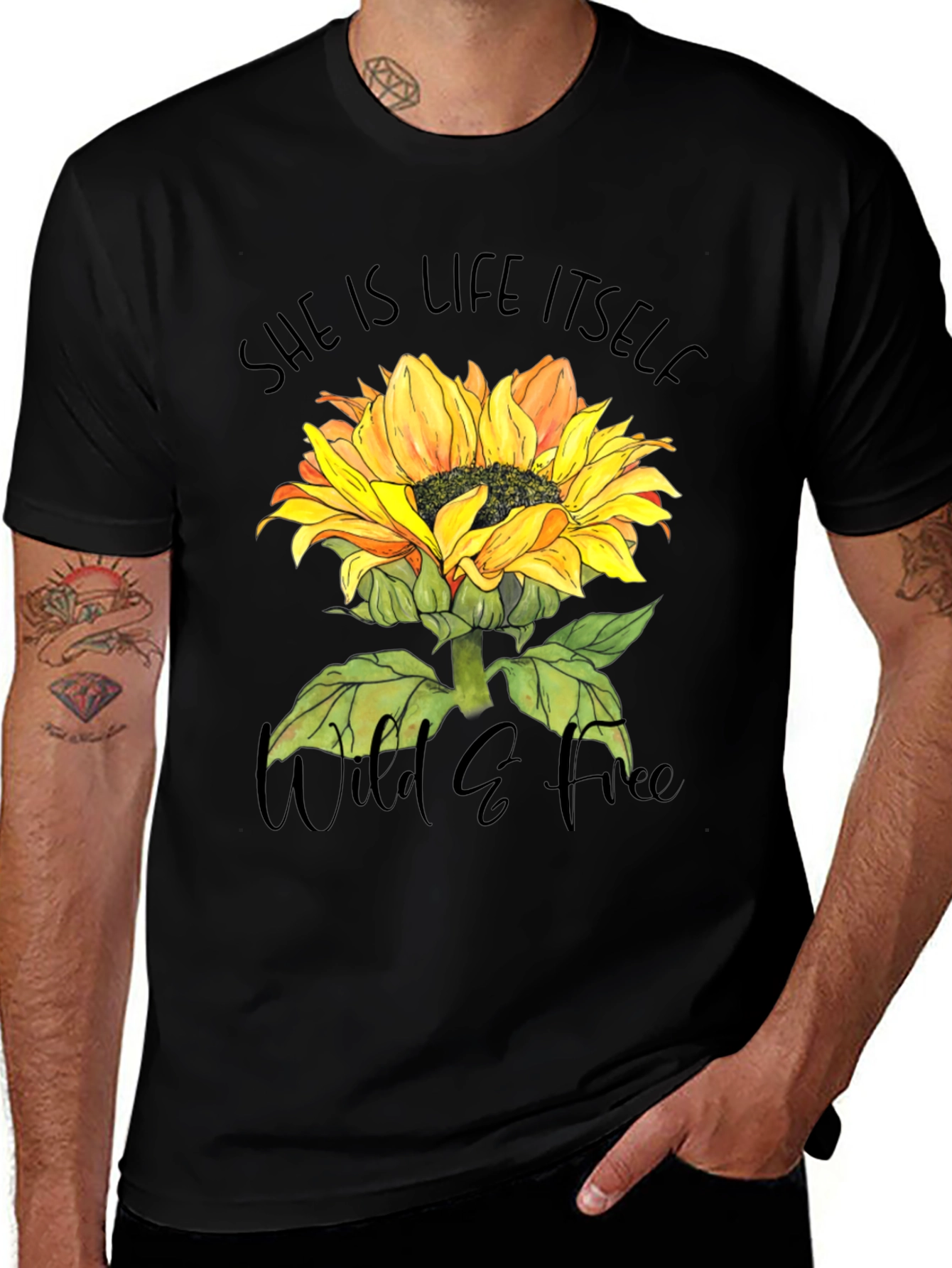 Variant 9 of Sunflower Graphic Tee - She is Life Itself, Wild & Free