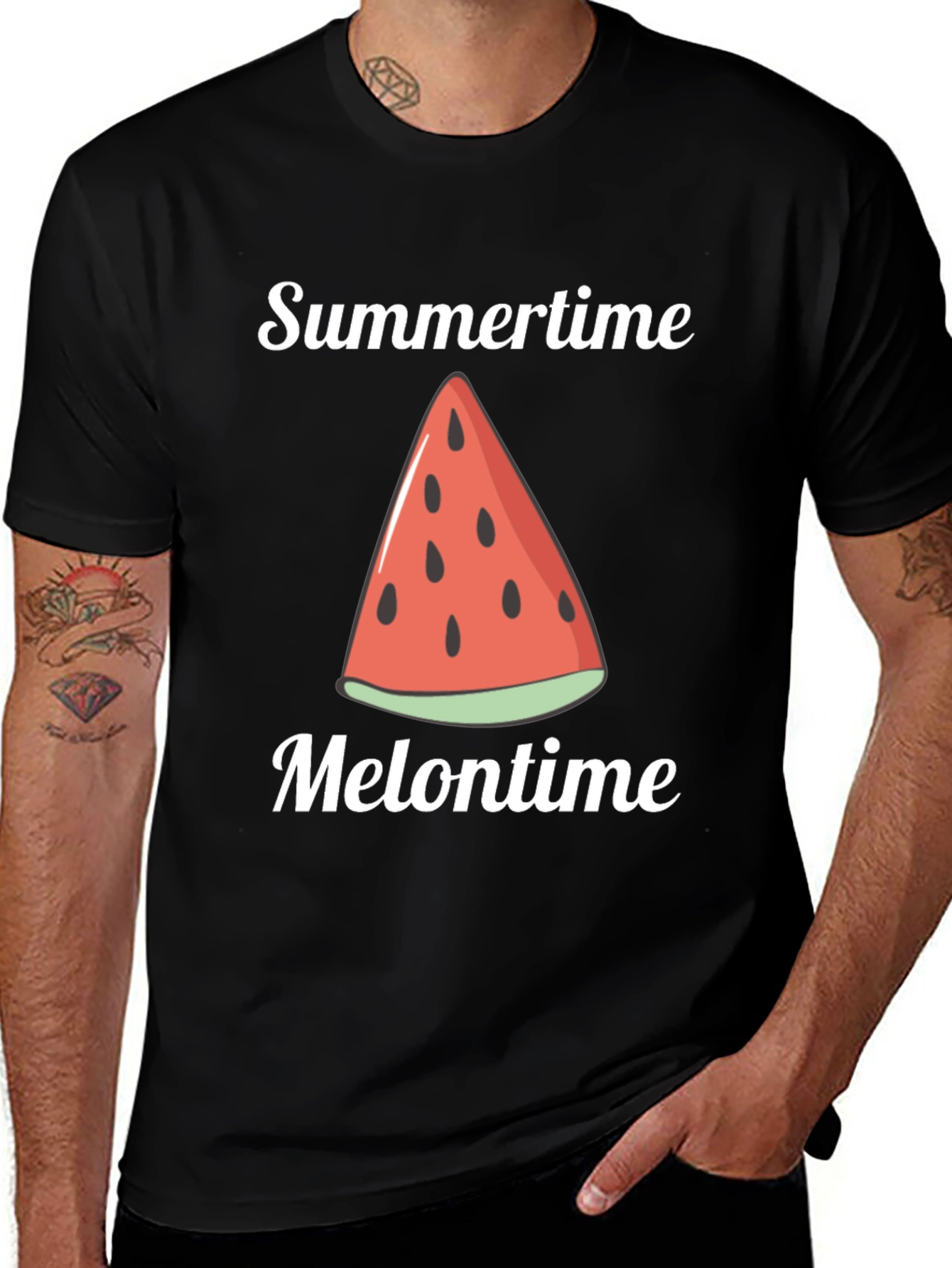 Black Summertime Melontime Graphic Tee main image