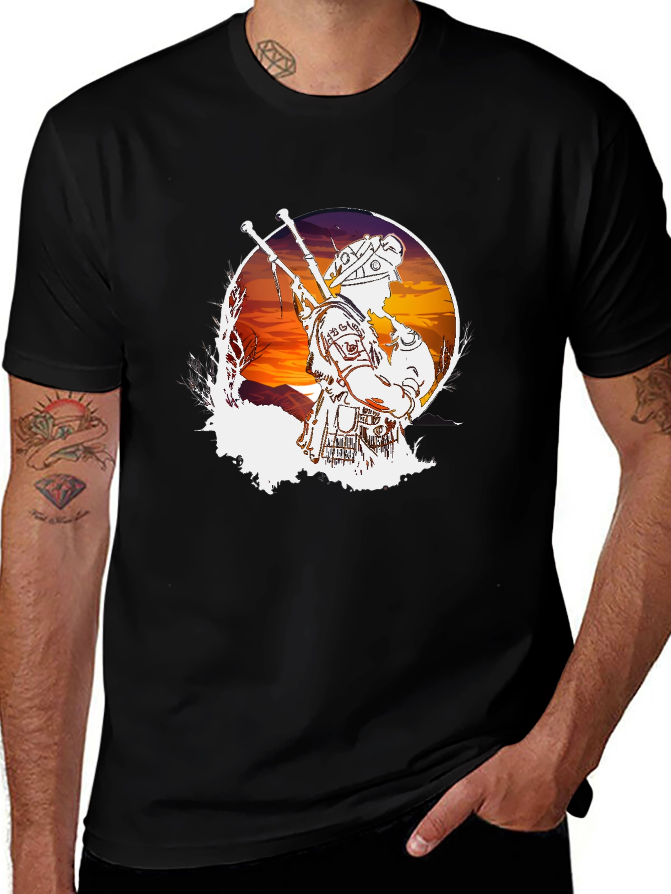 Variant 26 of Bagpiper Sunset Graphic Tee - Cool Musician T-Shirt