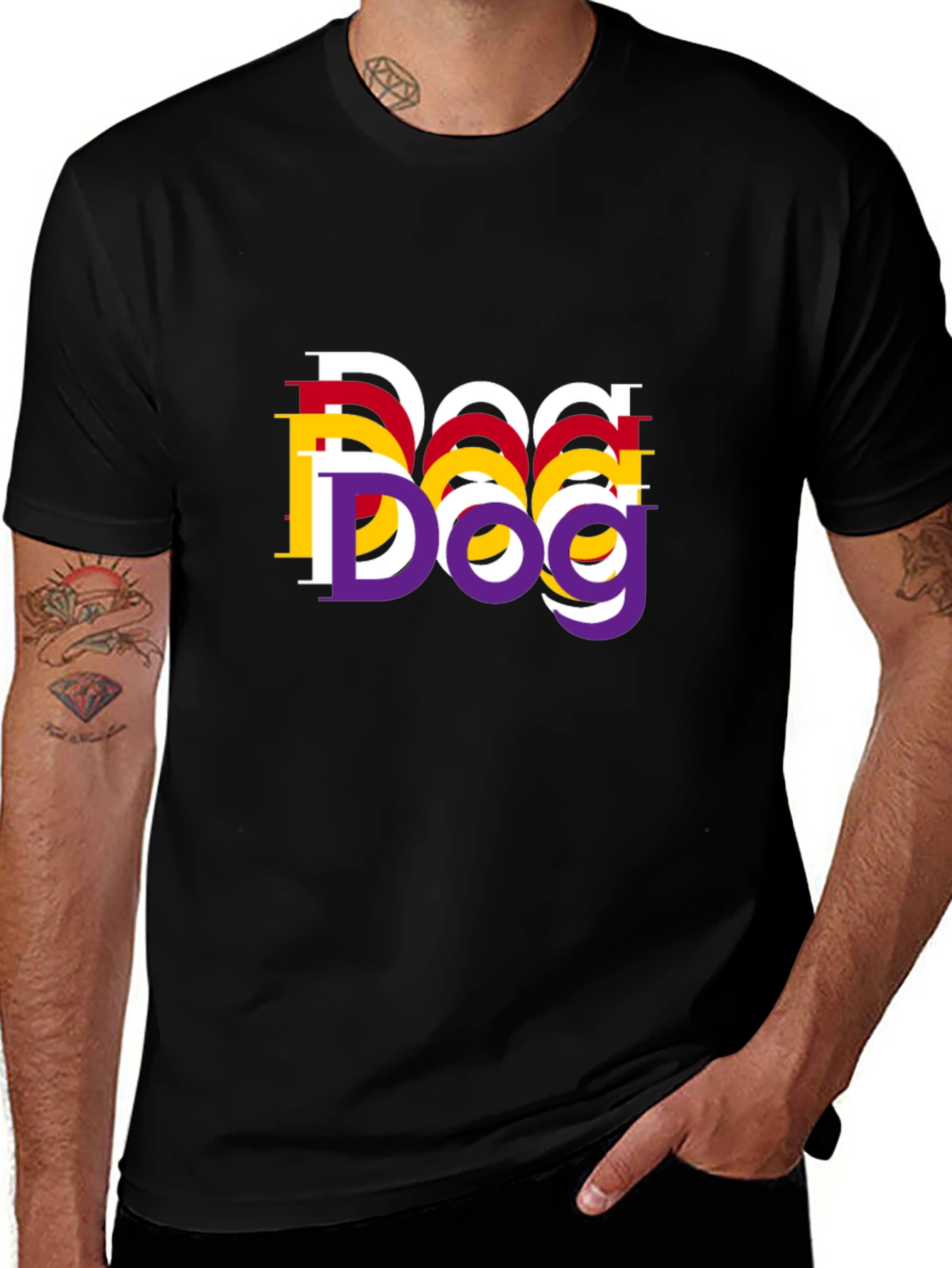 Variant 21 of Dog Graphic Print Tee - Black Casual T-Shirt